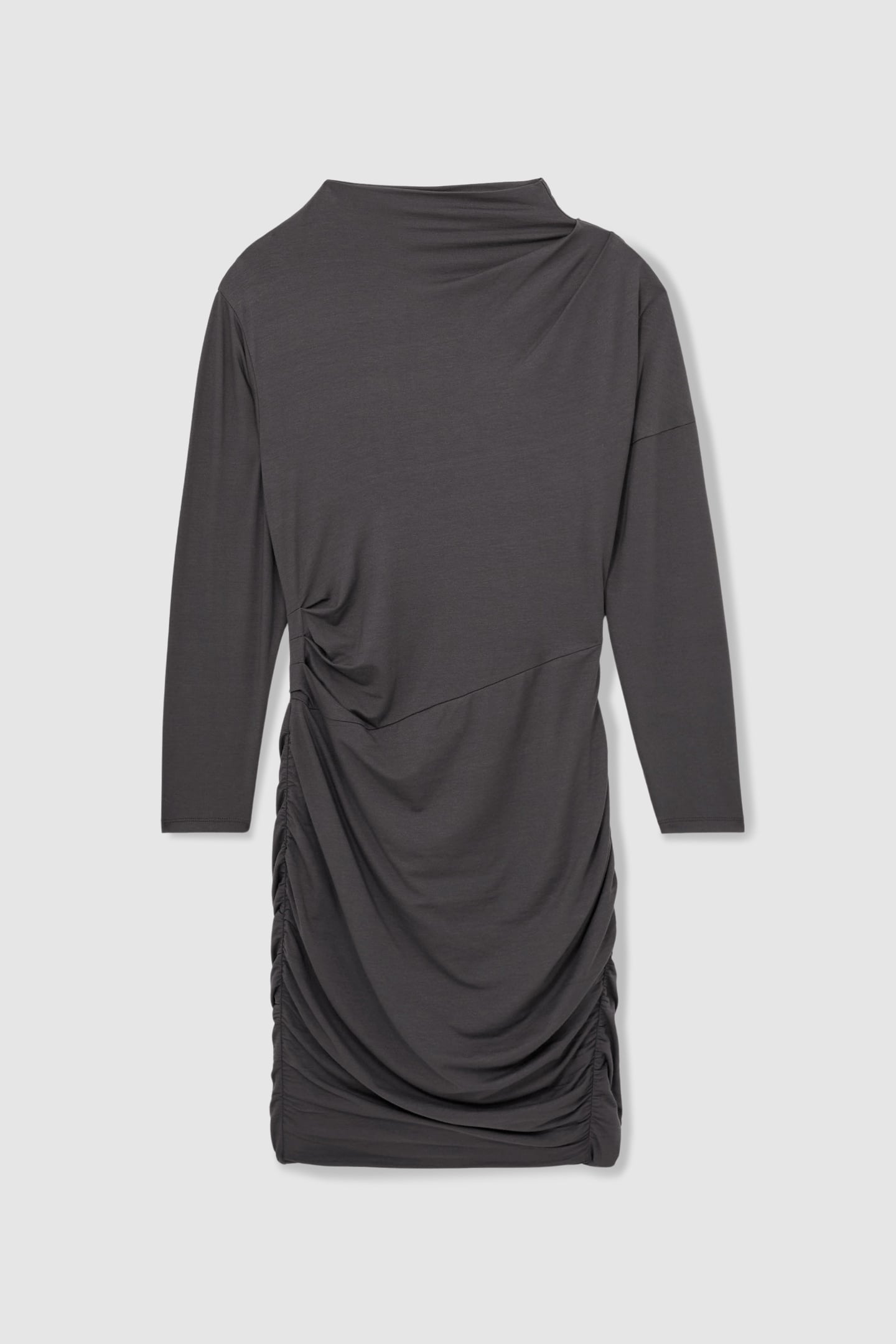 RUCHED SHORT JERSEY DRESS CHARCOAL 3