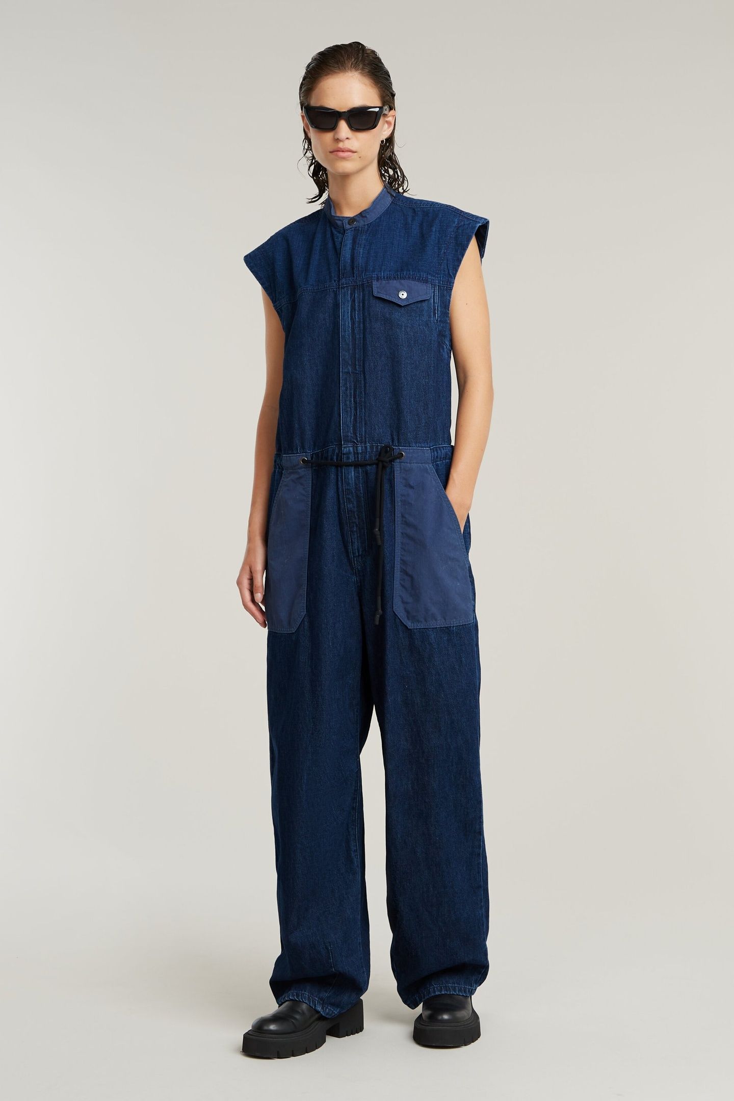 COCOON S/L JUMPSUIT FADED INDIGO PATCHED 2