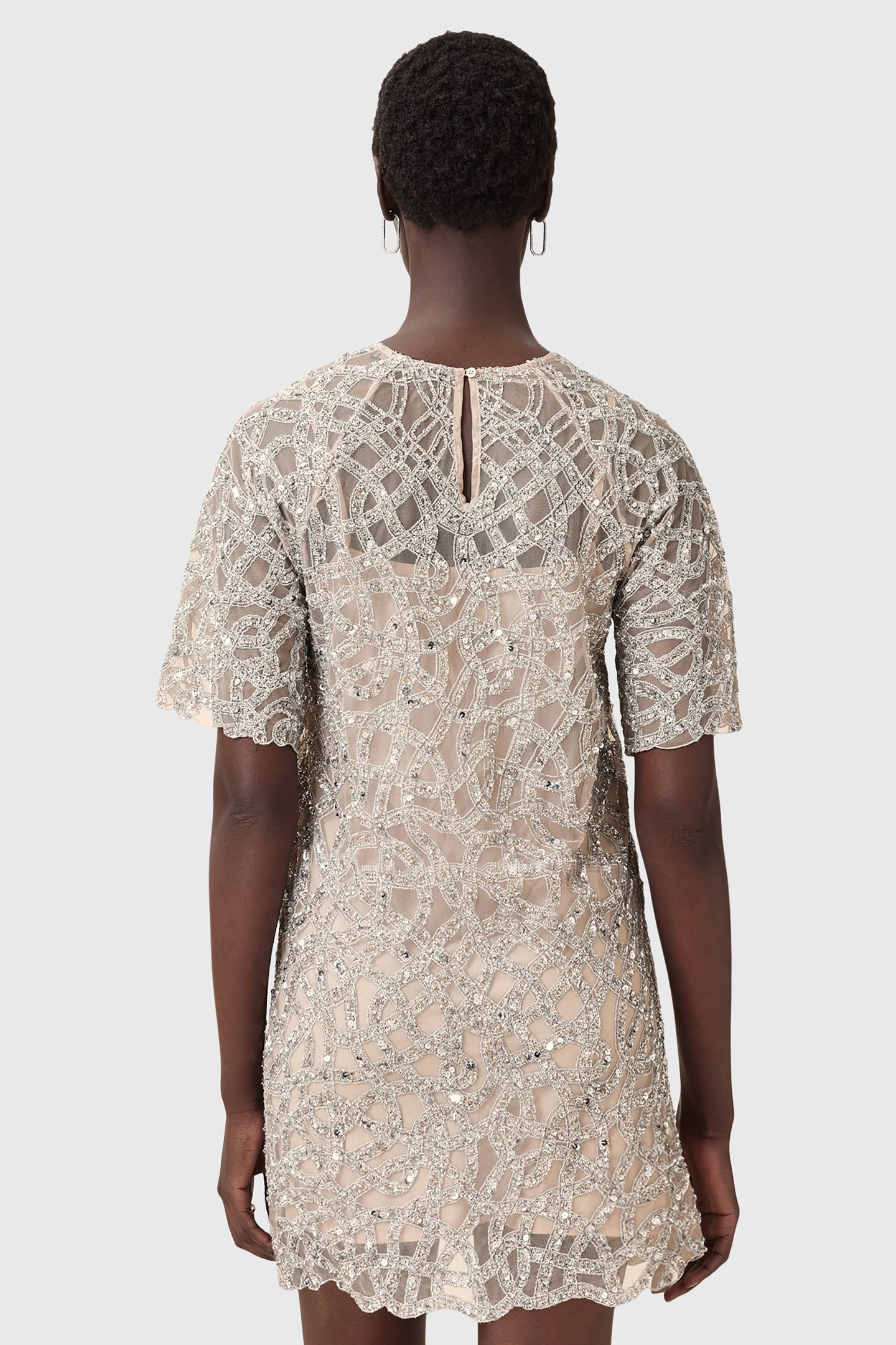 EVA EMB DRESS WHITE/SILVER 3