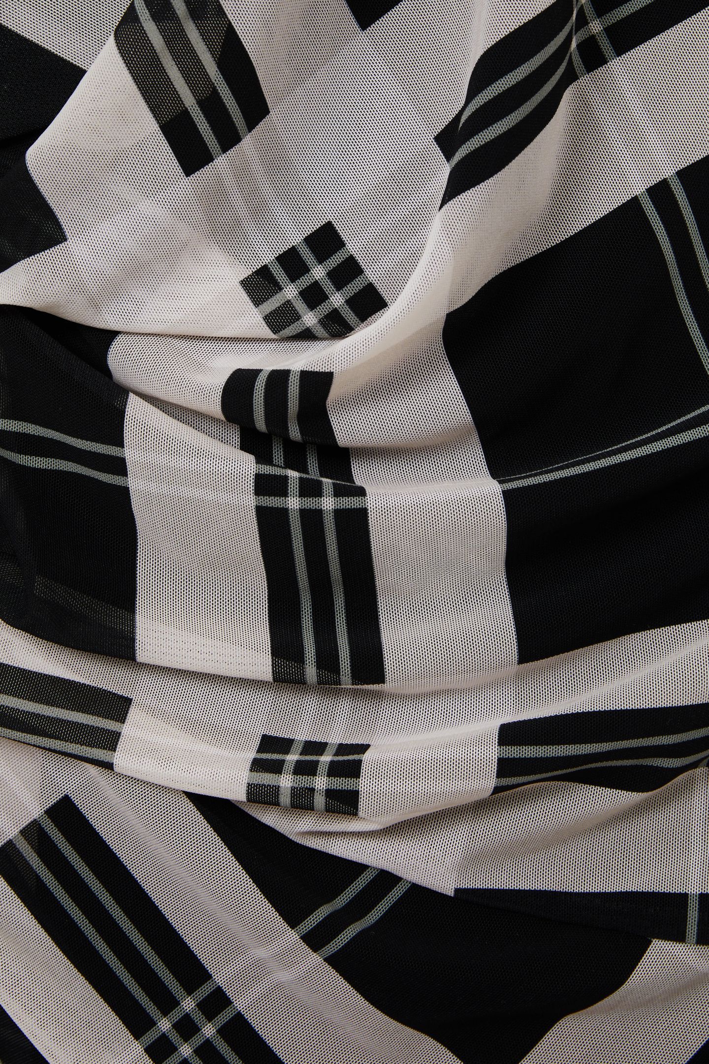 CHECK MESH JERSEY DRESS BLACK/IVORY 5