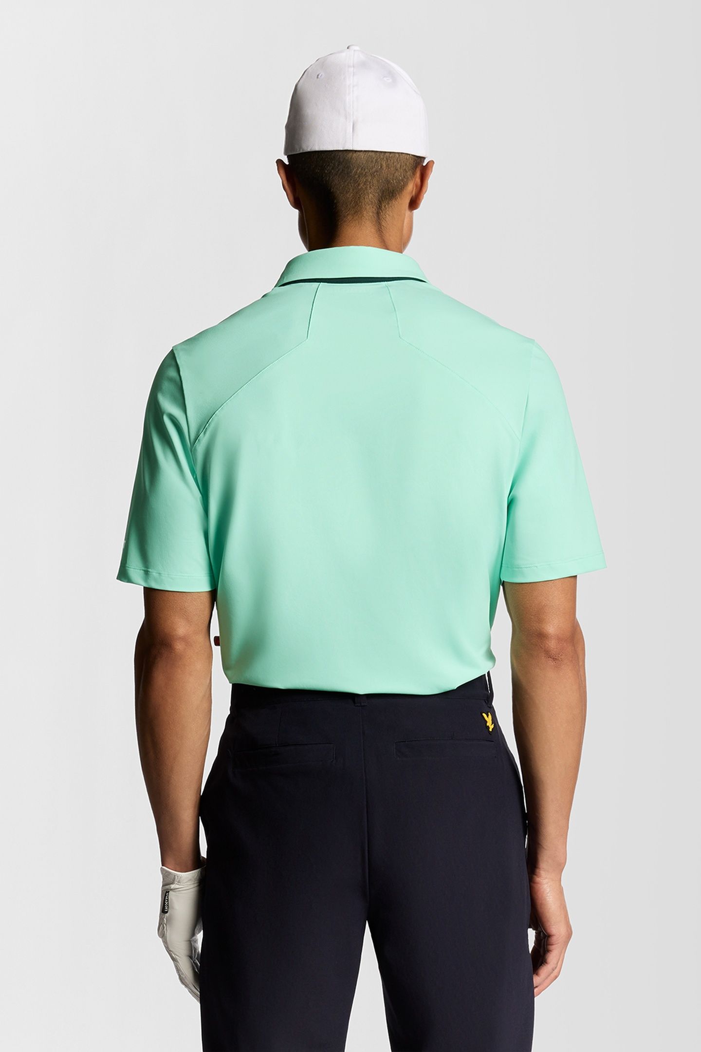 GOLF SHANK BUTTON POLO SHIRT TINTED AQUA/DARK NAVY 3