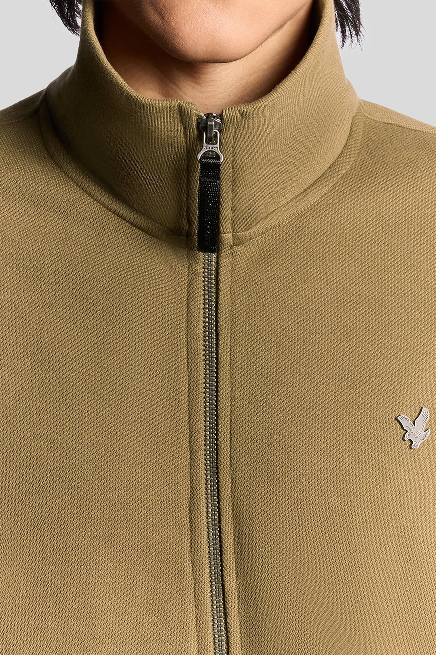 DIAGONAL WEAVE ZIP THROUGH DUSKY GREEN 5