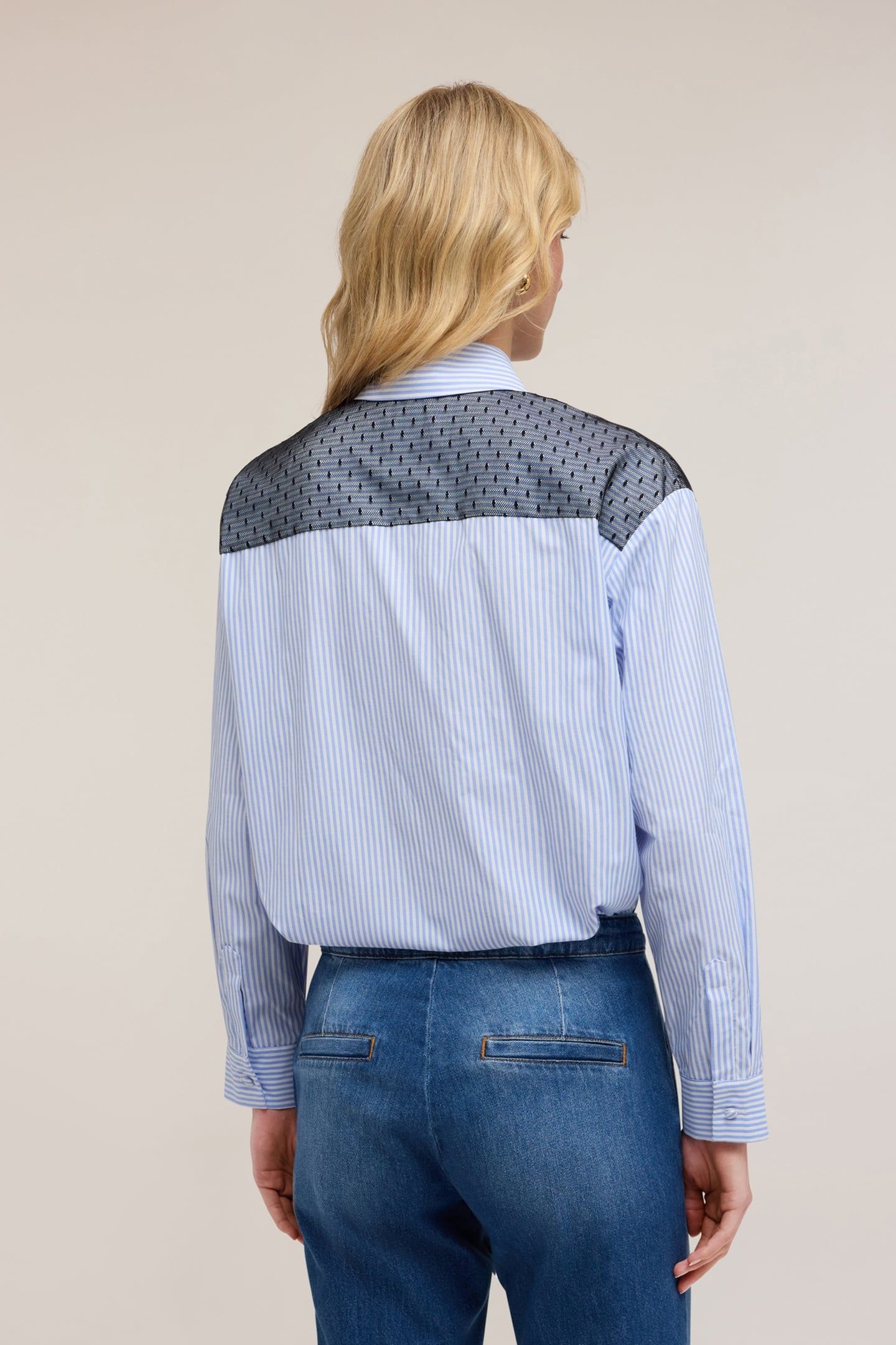 STRIPED SHIRT WITH PLUMETIS TULLE LIGHT BLUE 2