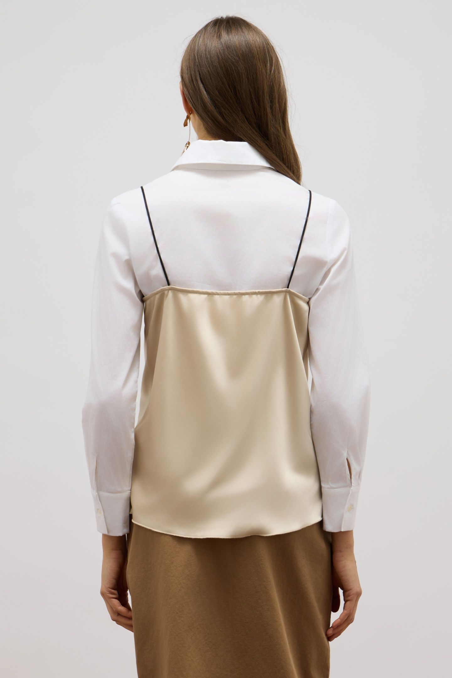 TWO-MATERIAL SHIRT WITH LACE WHITE 2