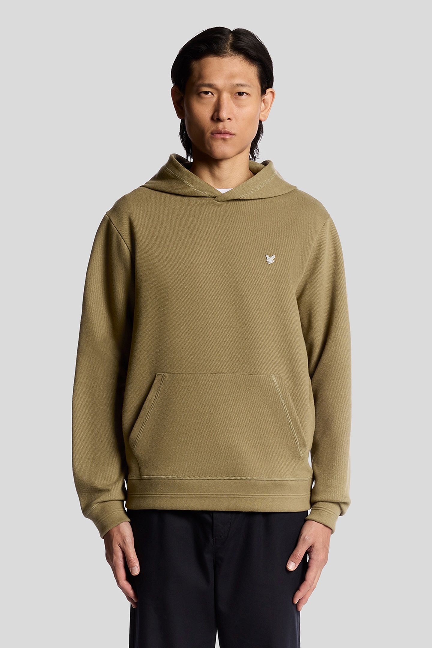 DIAGONAL WEAVE HOODIE DUSKY GREEN 2