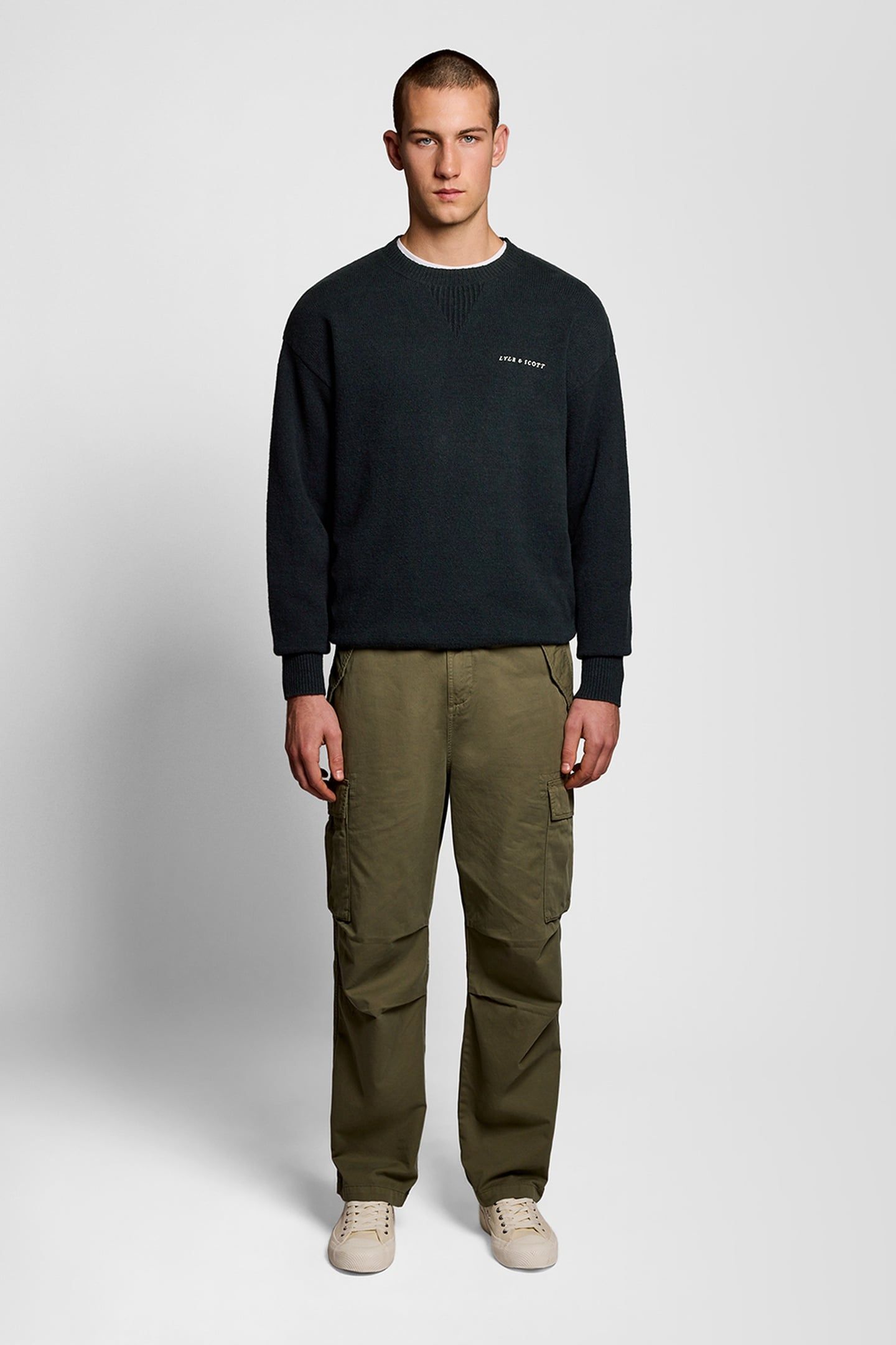 SCRIPT KNITTED CREW NECK DARK NAVY 1
