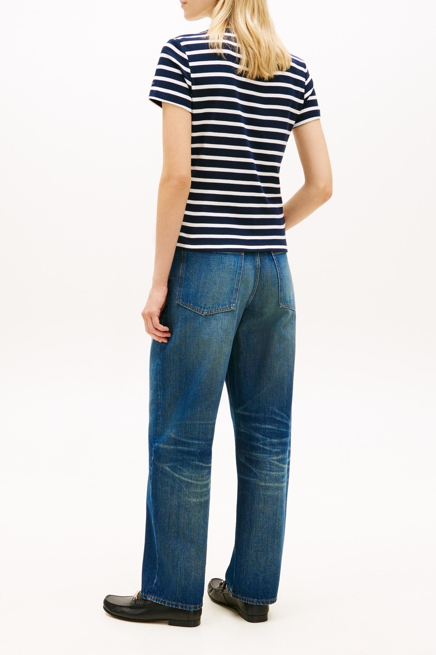 GOLD BUTTON SLIM SS TEE BRETON STRIPE DARK NIGHT/ECRU 4