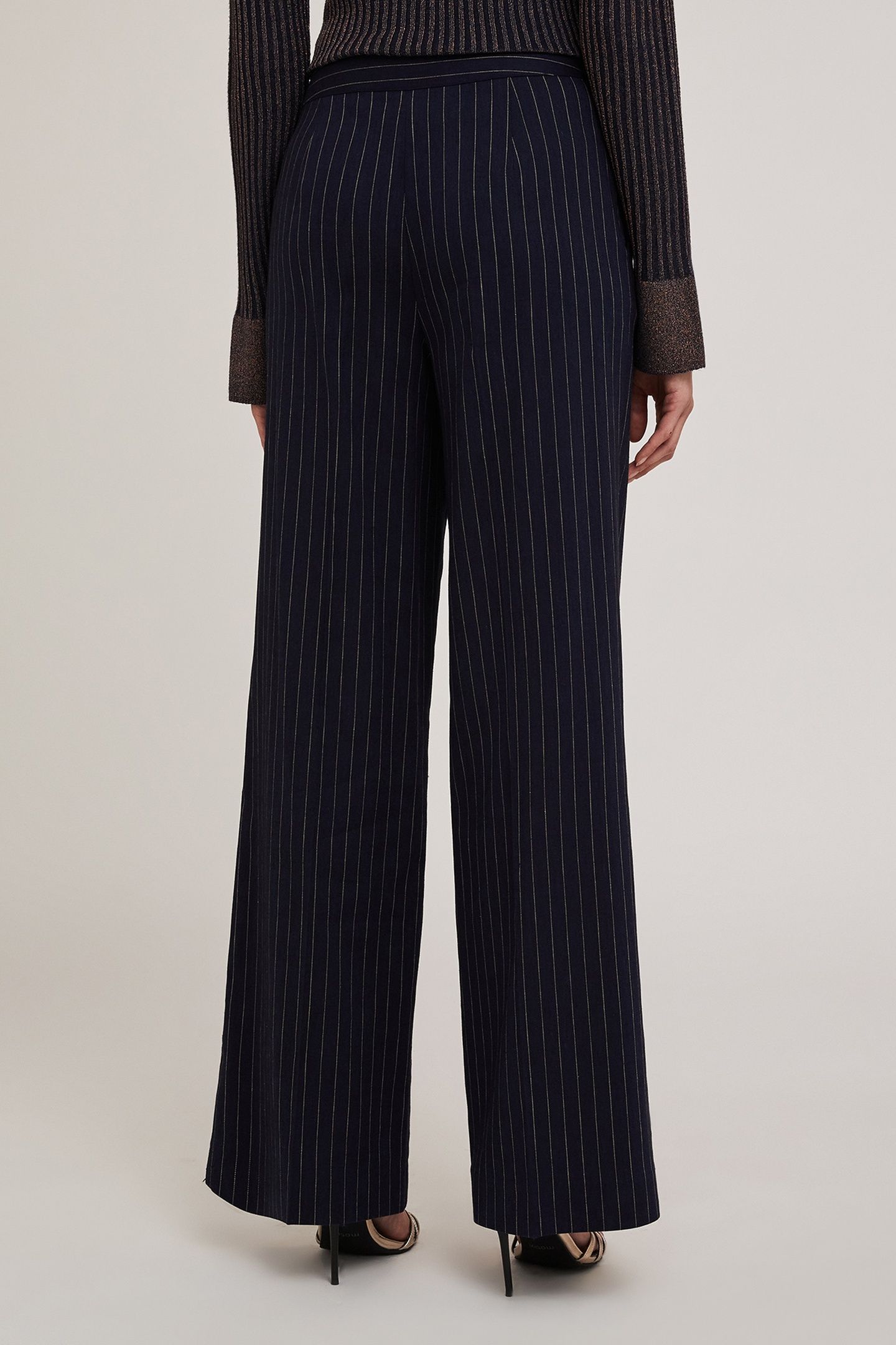 CHEQUERED PATTERN PALAZZO TROUSERS BLUE 3