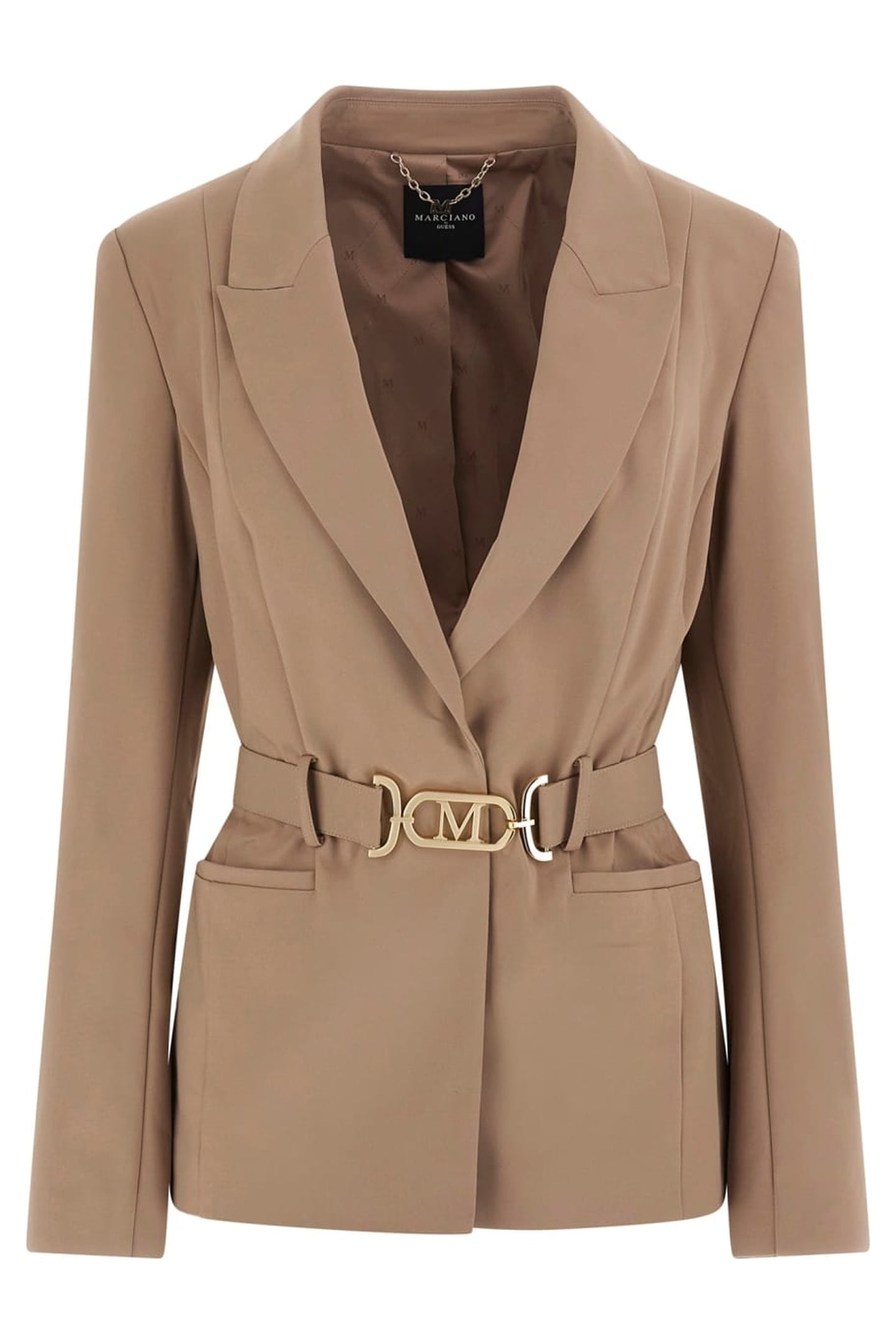 MARCIANO BY GUESS SHAYLA BELTED BLAZER SILK TAUPE 1