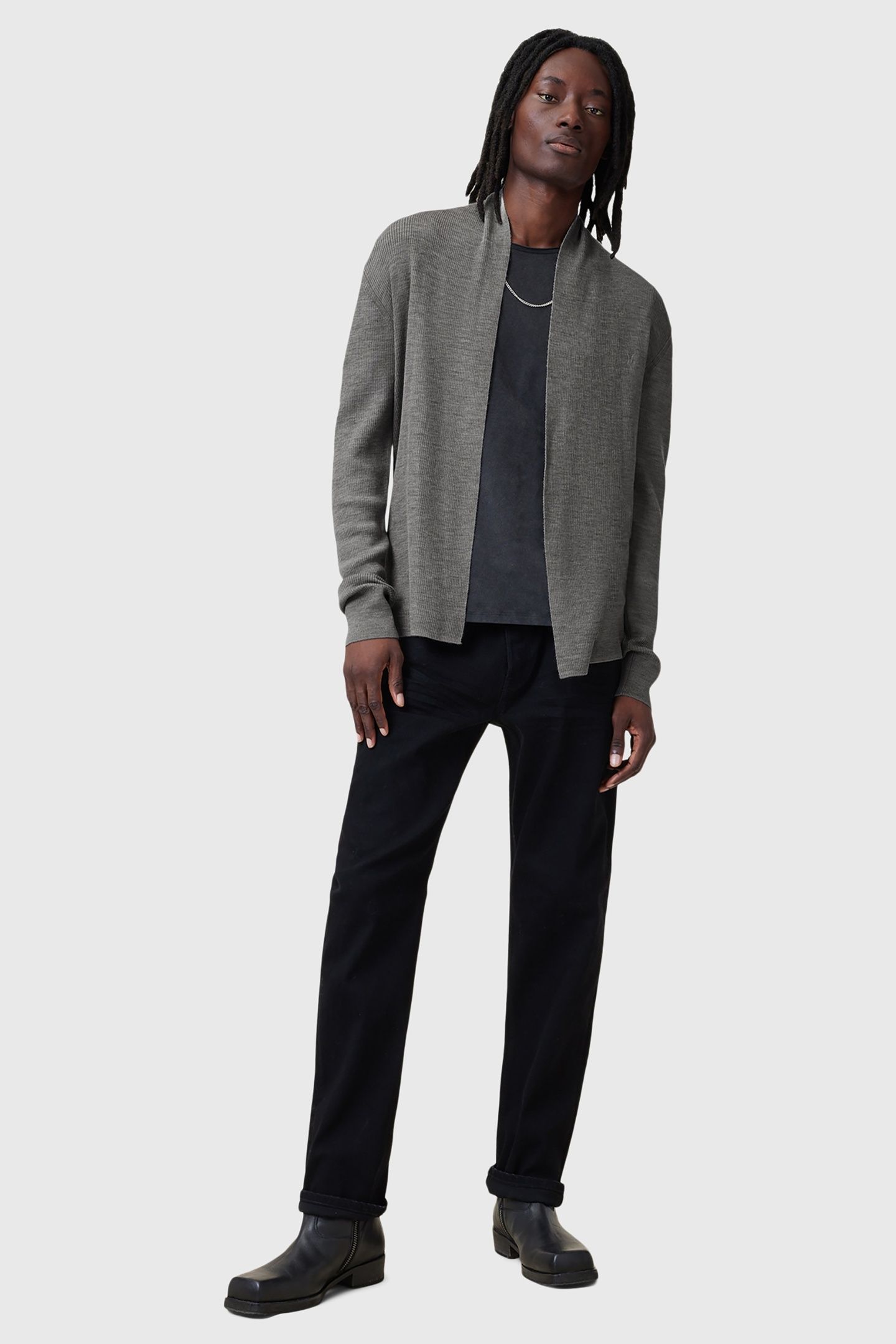 MODE MERINO OPEN CAR FOSSIL GREY 3