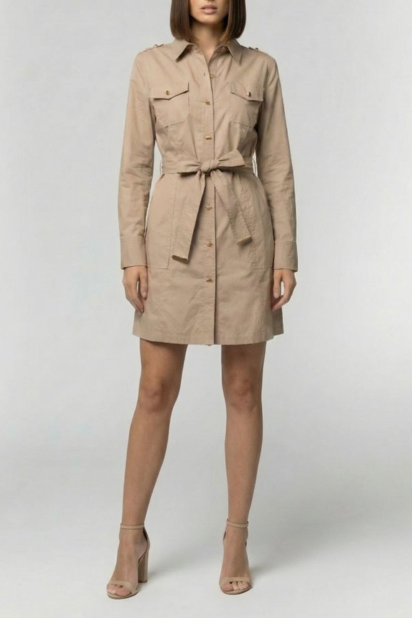 MARCIANO BY GUESS PAT SAFARI DRESS NATURAL ALMOND 1