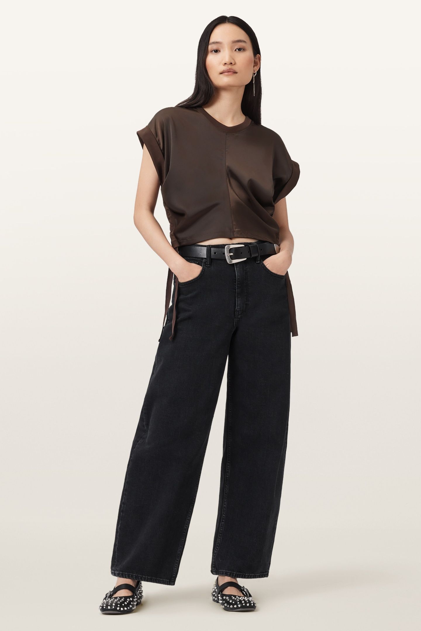 MIRA SATIN TEE TORTE BROWN 3