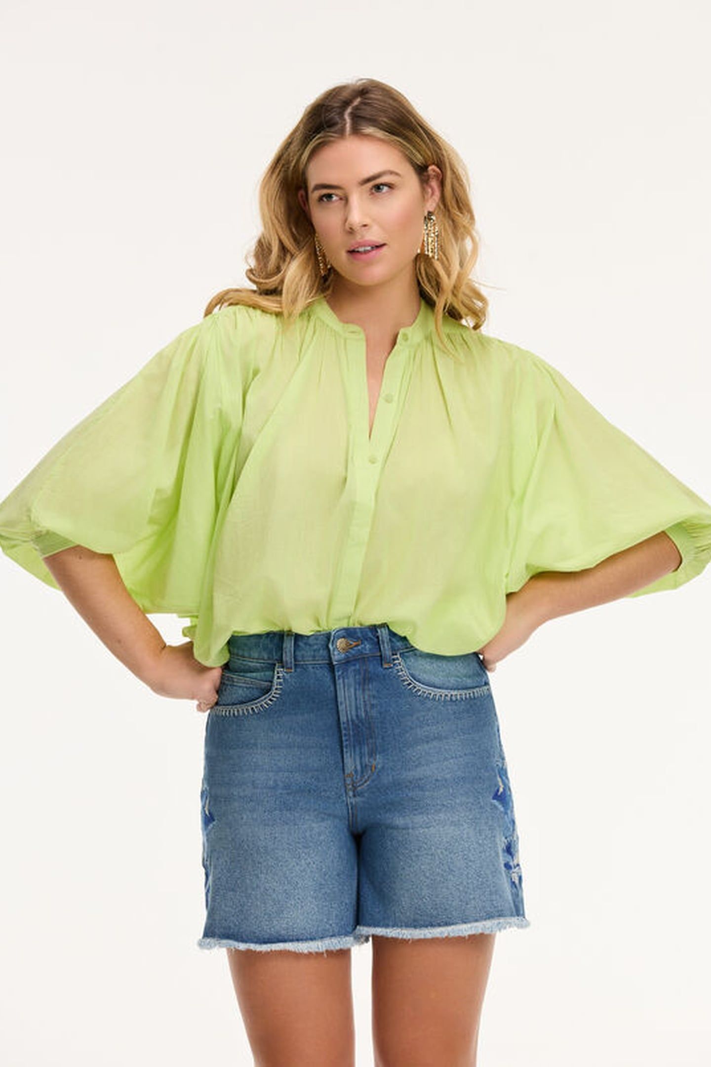 EVELYN BLOUSE LIME GREEN 1