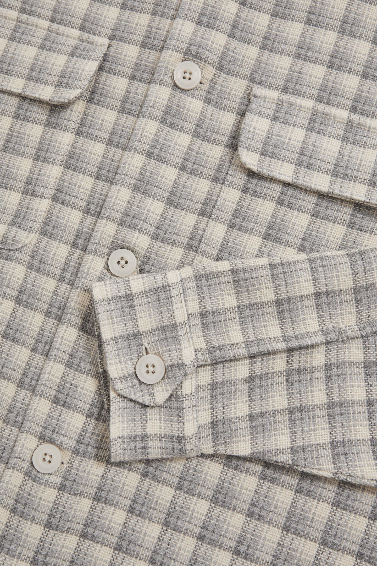 LS TEXTURED CHECK TWIN POCKET OVERSHIRT LIGHT GREY 5