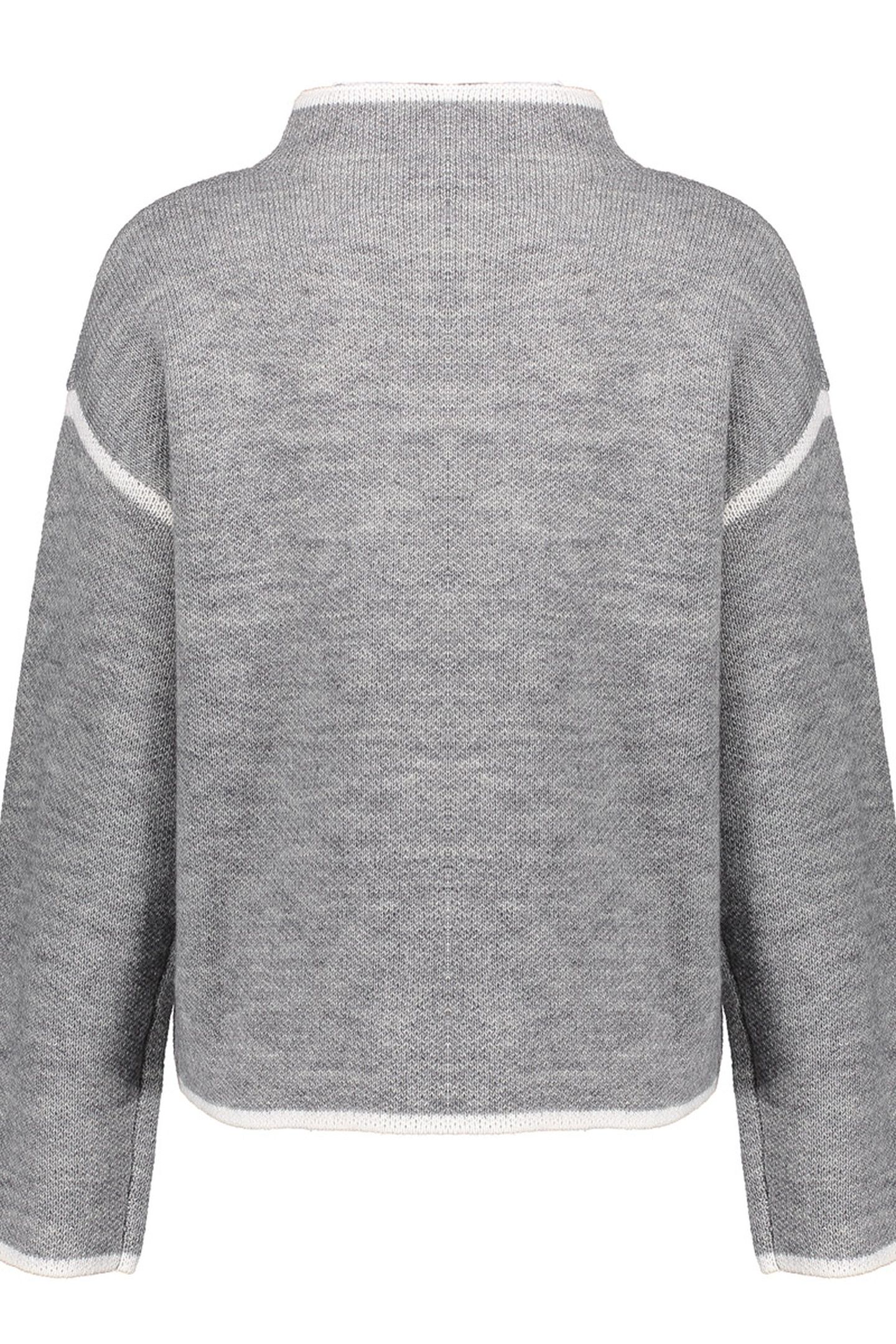PULL TURTLE CONTRAST STRIPE GREY MELANGE/OFFWHITE 2