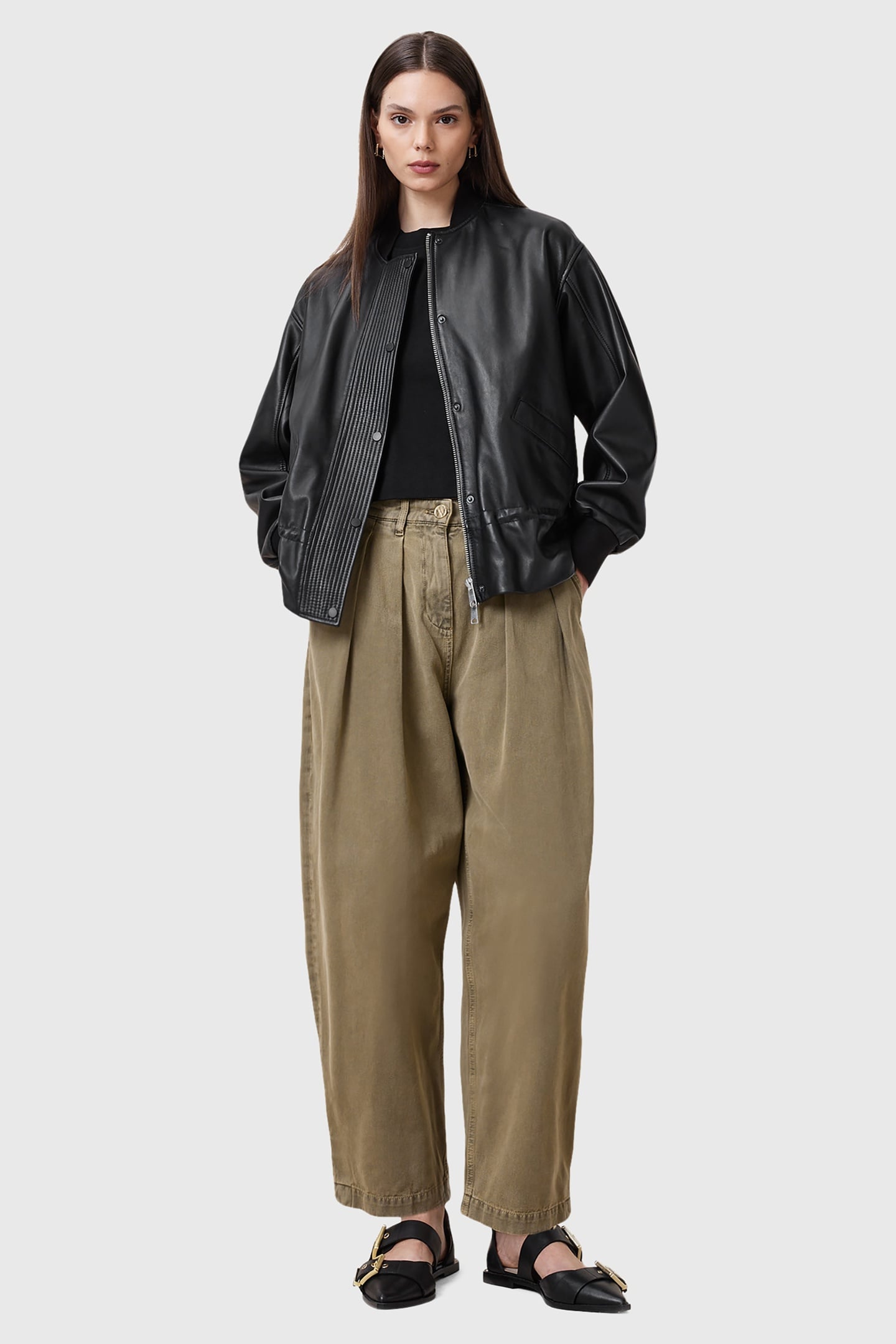 BECCA DENIM TROUSER KHAKI GREEN 1