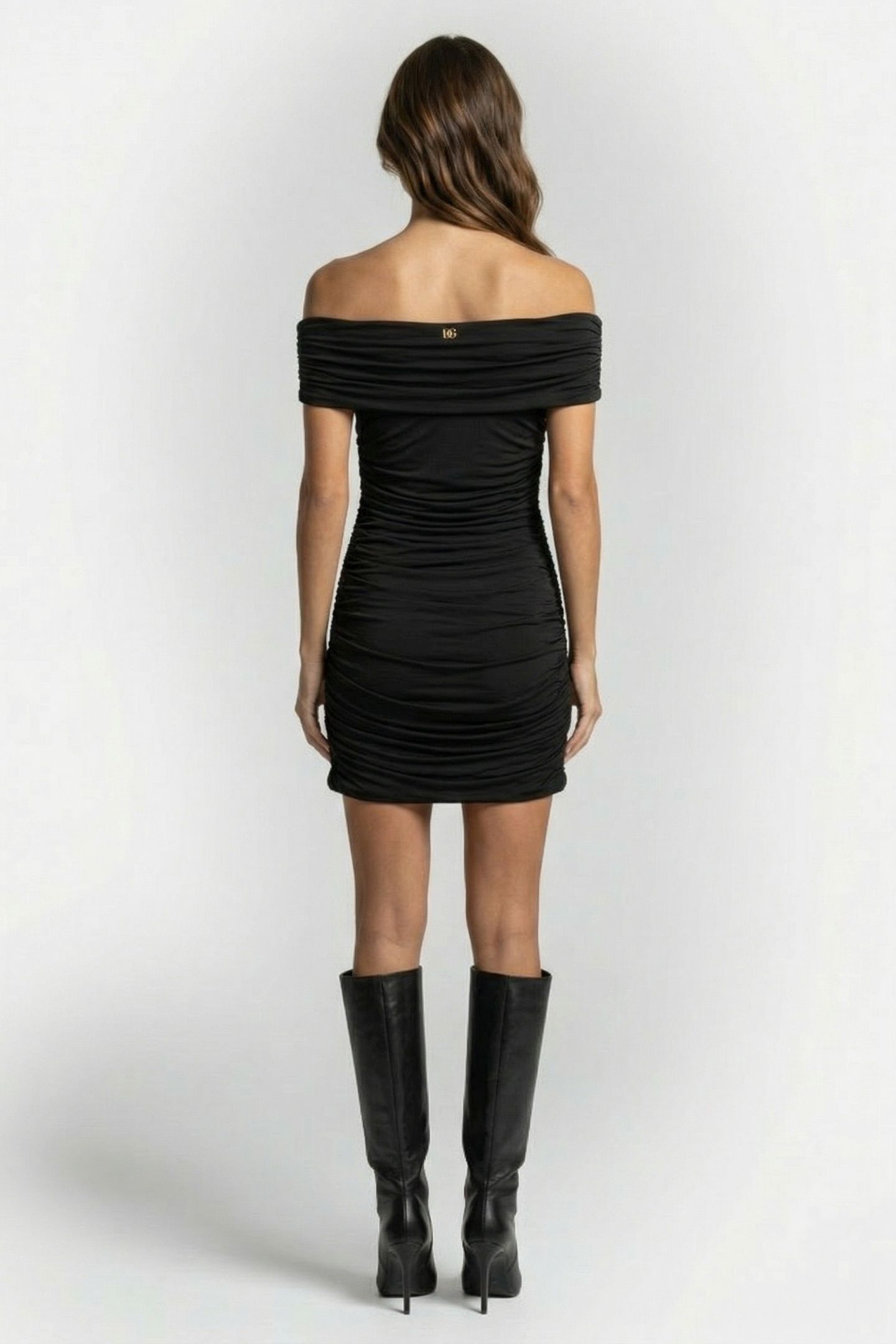 MARCIANO BY GUESS ALVA OFF SHOULDER DRESS JET BLACK 2