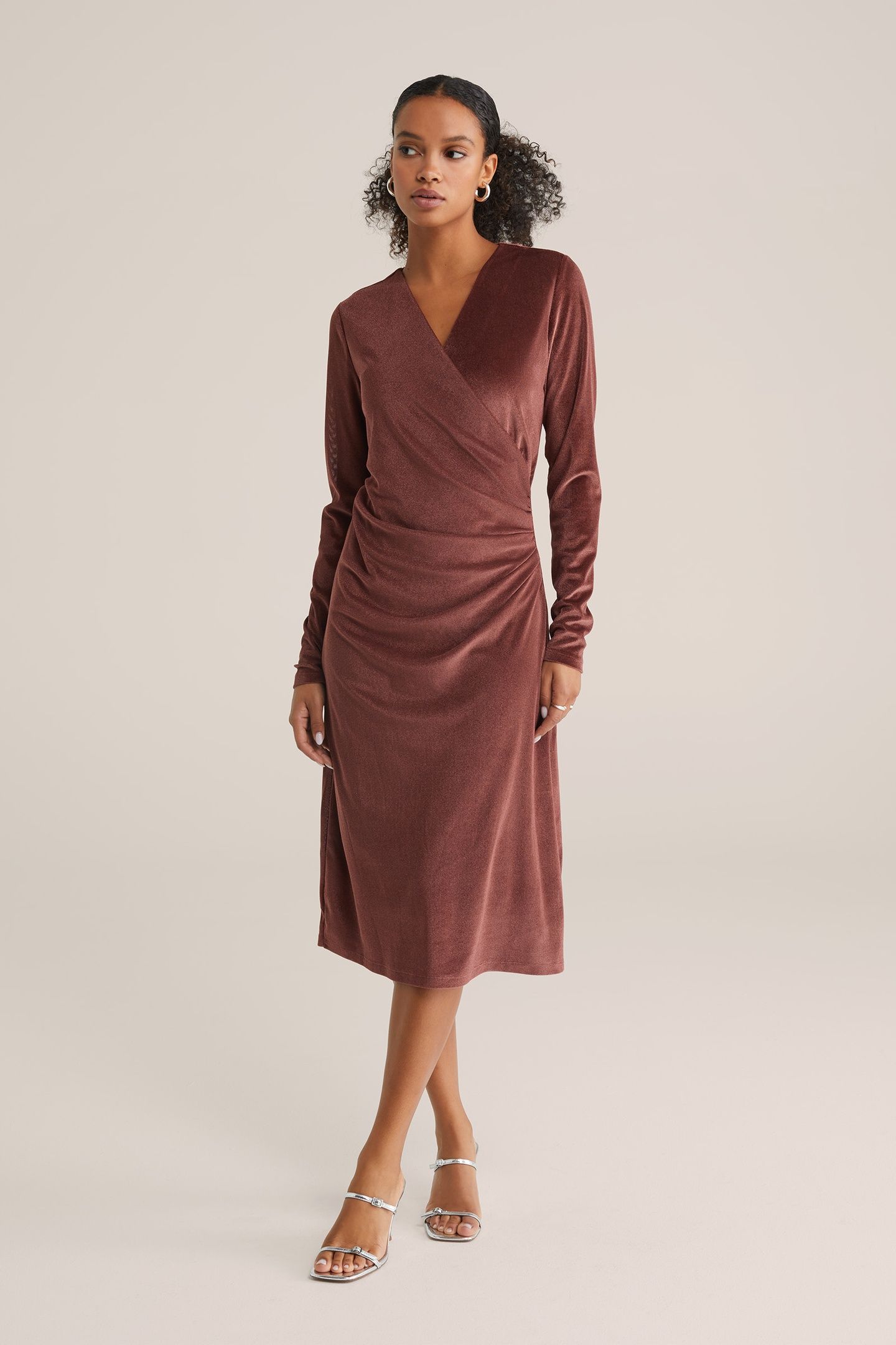 DRESS MID LENGTH BURGUNDY RED 2
