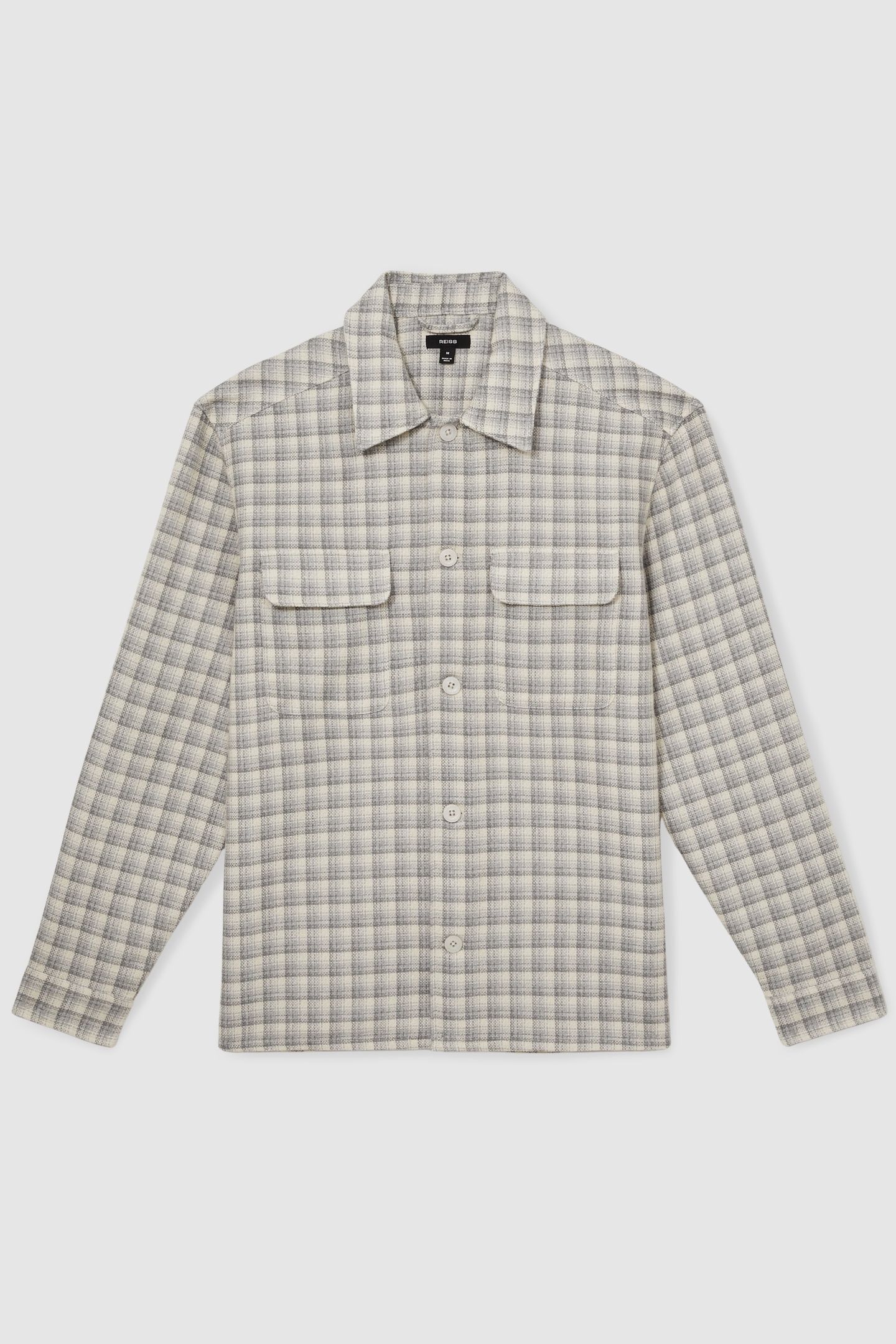 LS TEXTURED CHECK TWIN POCKET OVERSHIRT LIGHT GREY 6