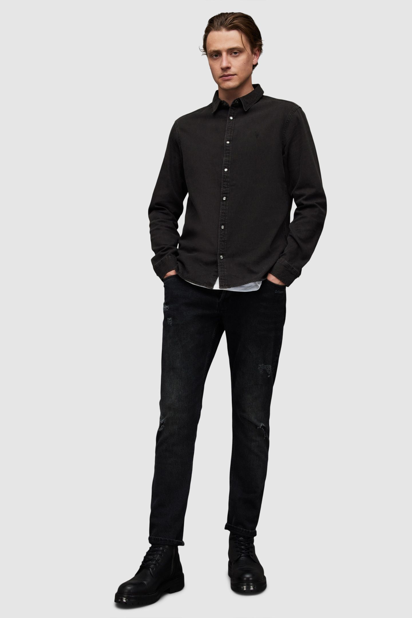 GLEASON LS SHIRT WASHED BLACK 1