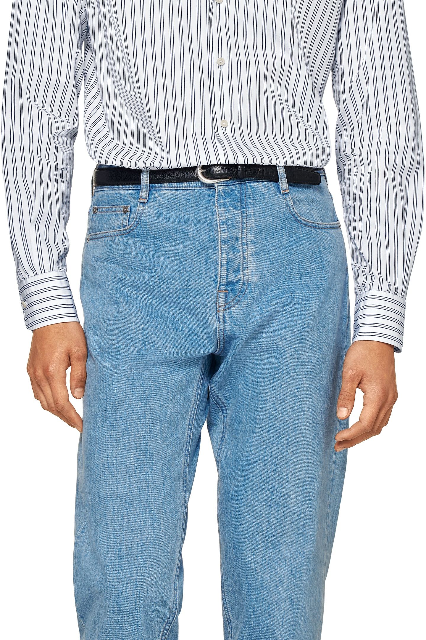 DARK BLUE STRIPE WASHED POPLIN NAVY 2