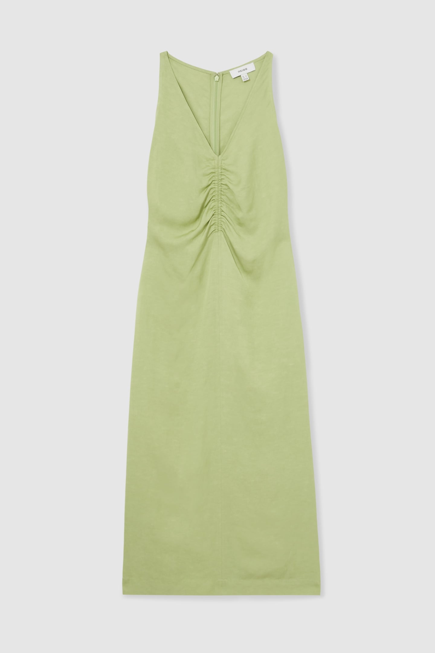 RUCHED LINEN DRESS GREEN 5