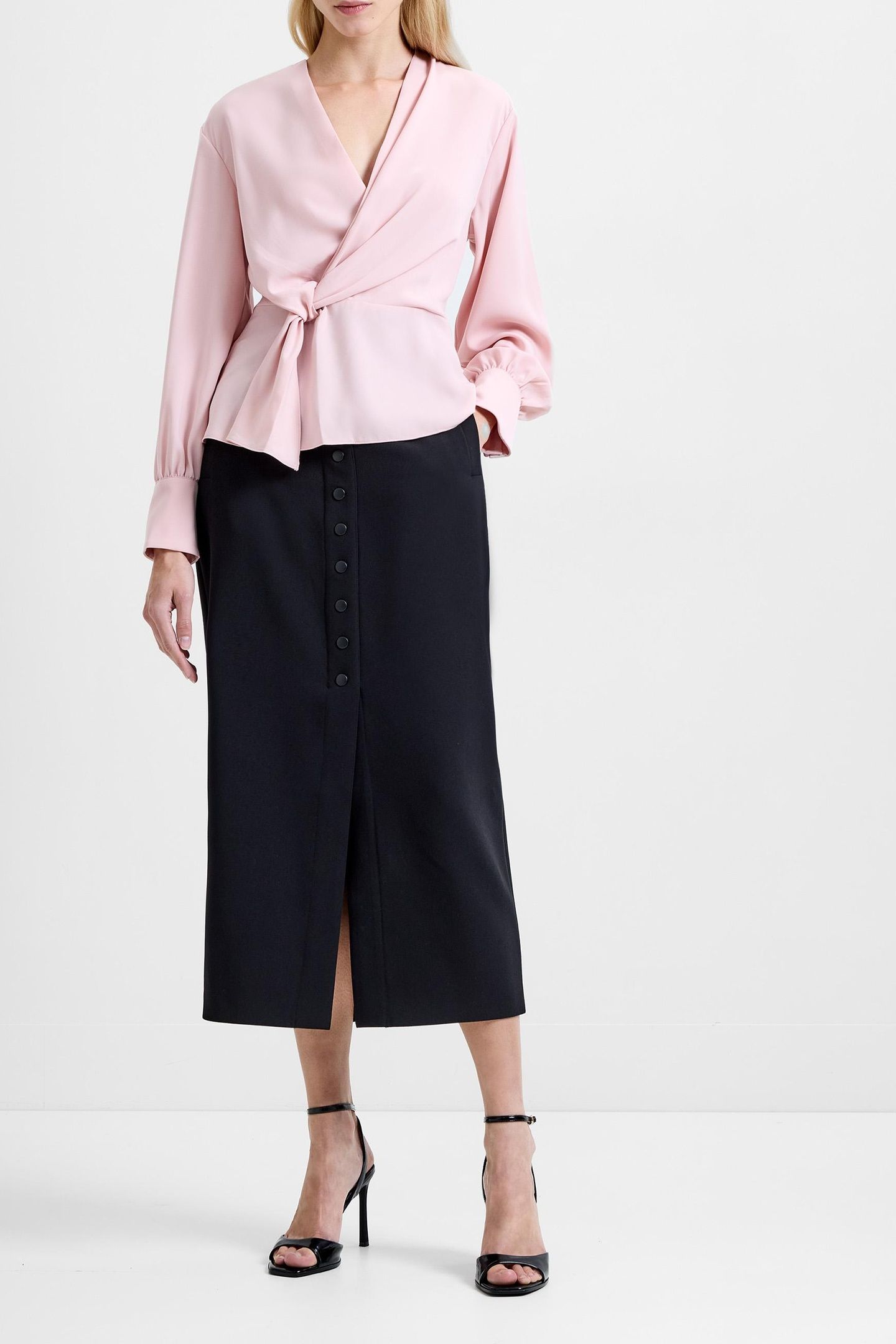 LAUREL CREPE PEPLUM TOP PEACH PINK 2