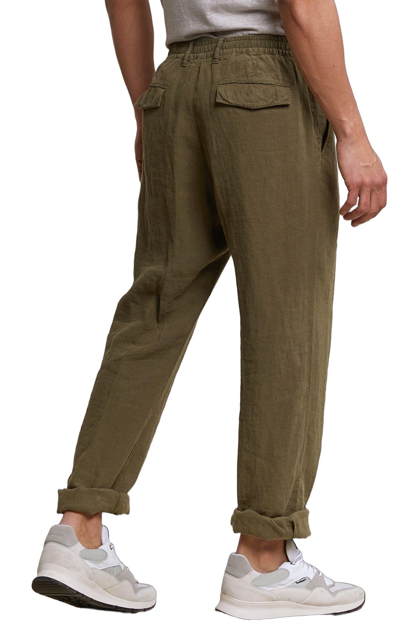 FANCY LINEN PANTS ELASTIC WAIST ROSEMARY 3
