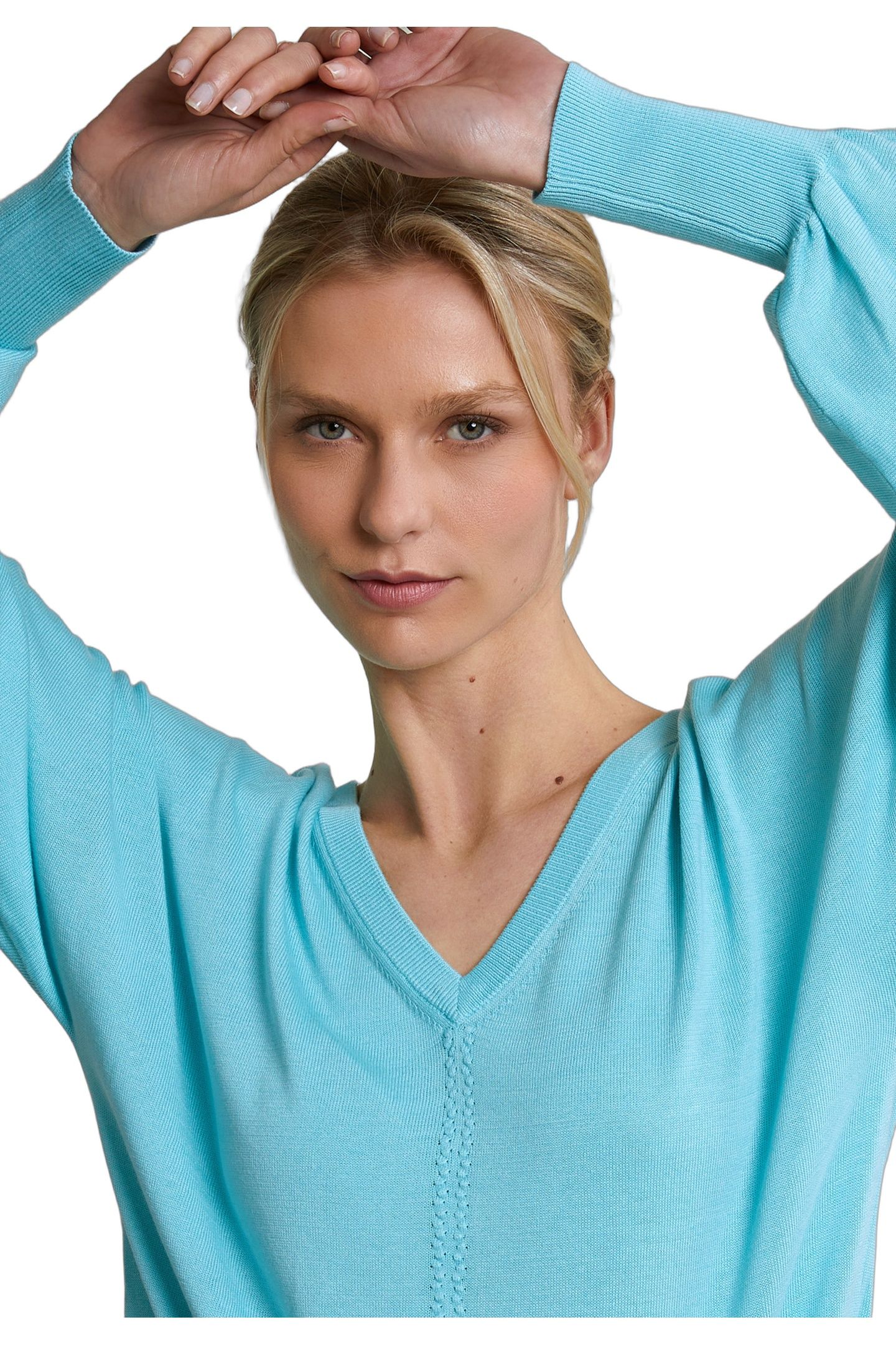 TURQUOISE V-NECK SWEATER LONG SLEEVES 3