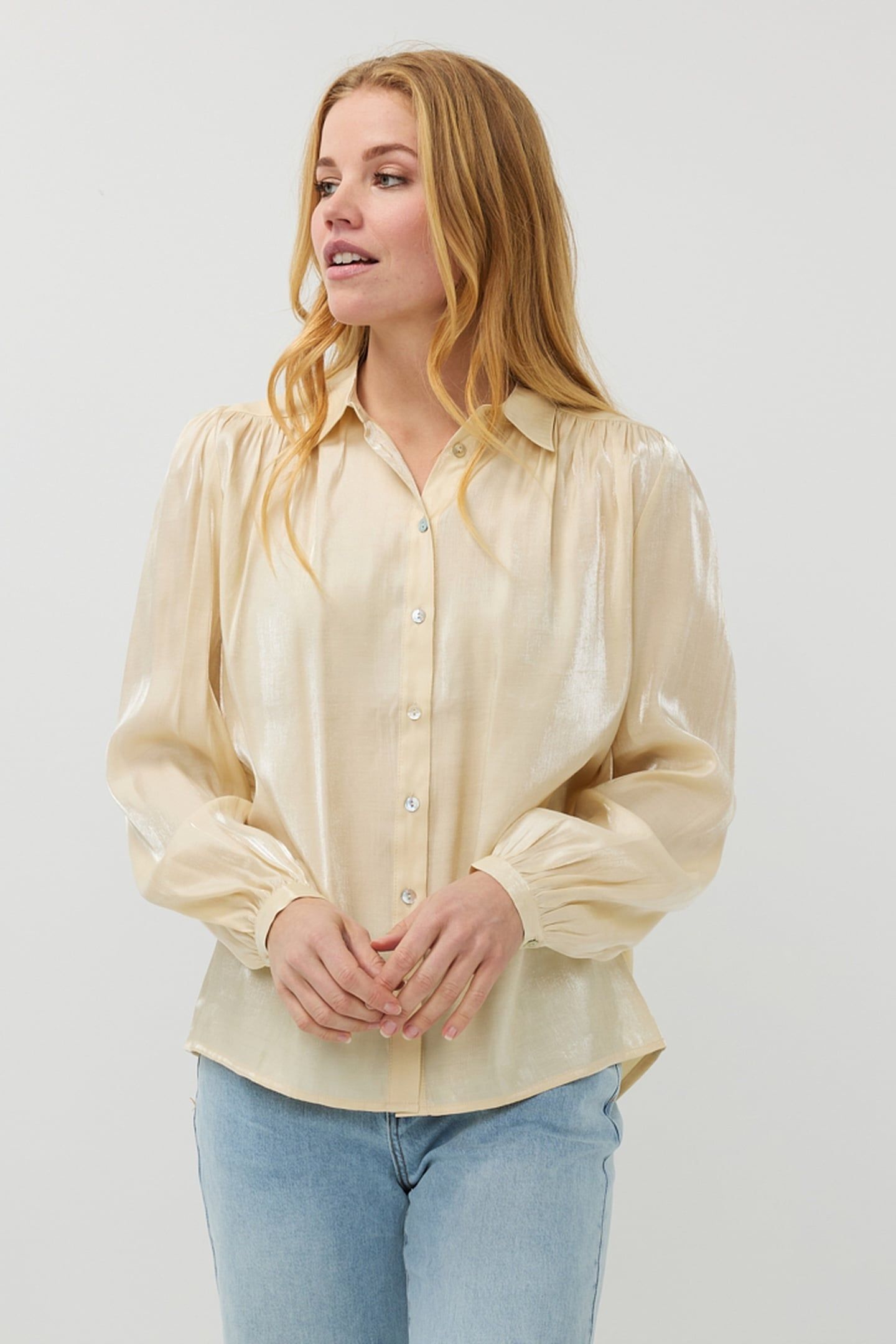BLOUSE GATHERING CHANGEANT CHAMPAGNE 1