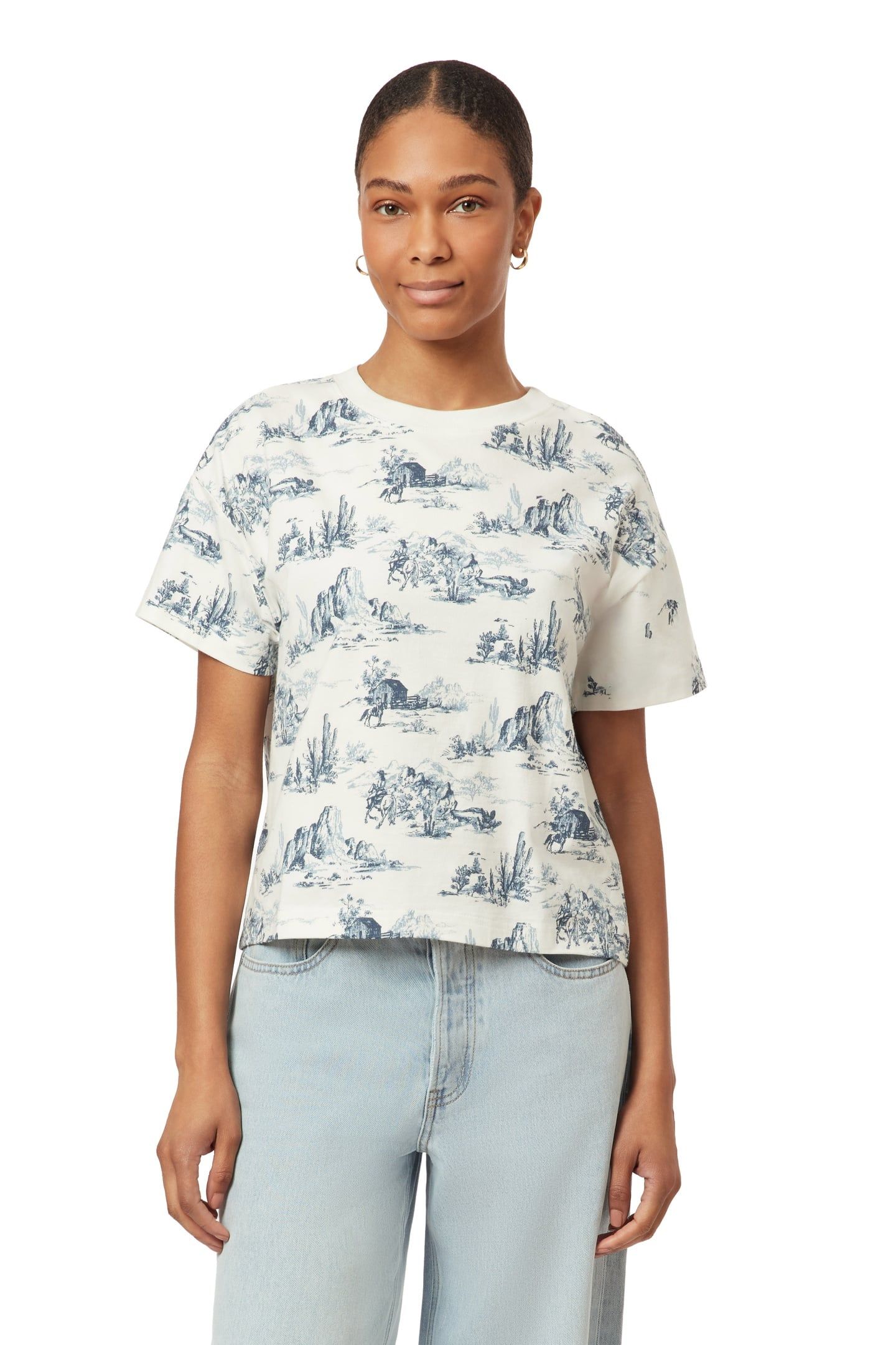 BOXY CROP TEE BLUE TOILE 2