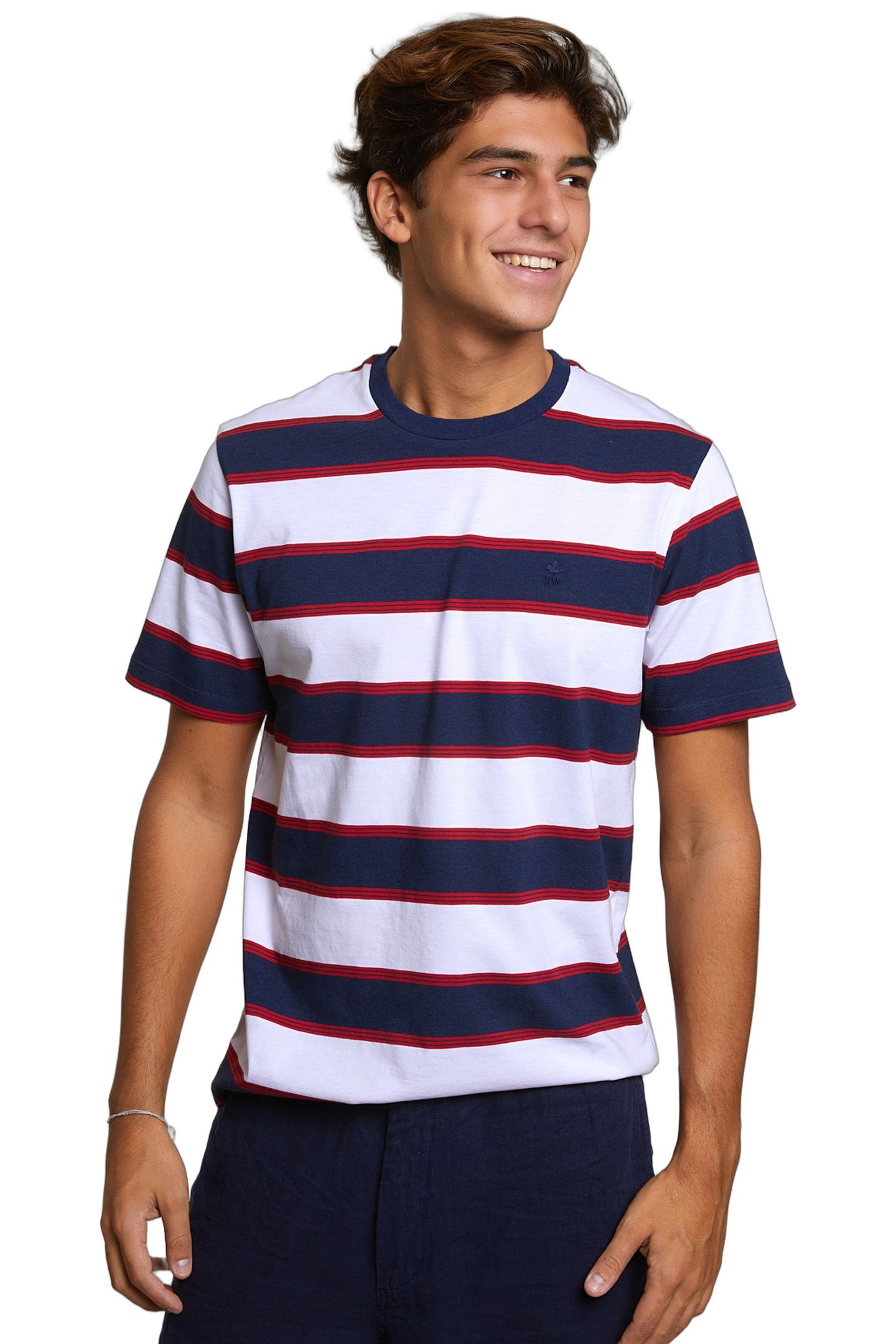 CUSTOM FIT STRIPED T-SHIRT OXFORD BLUE/HARVARD RED 1