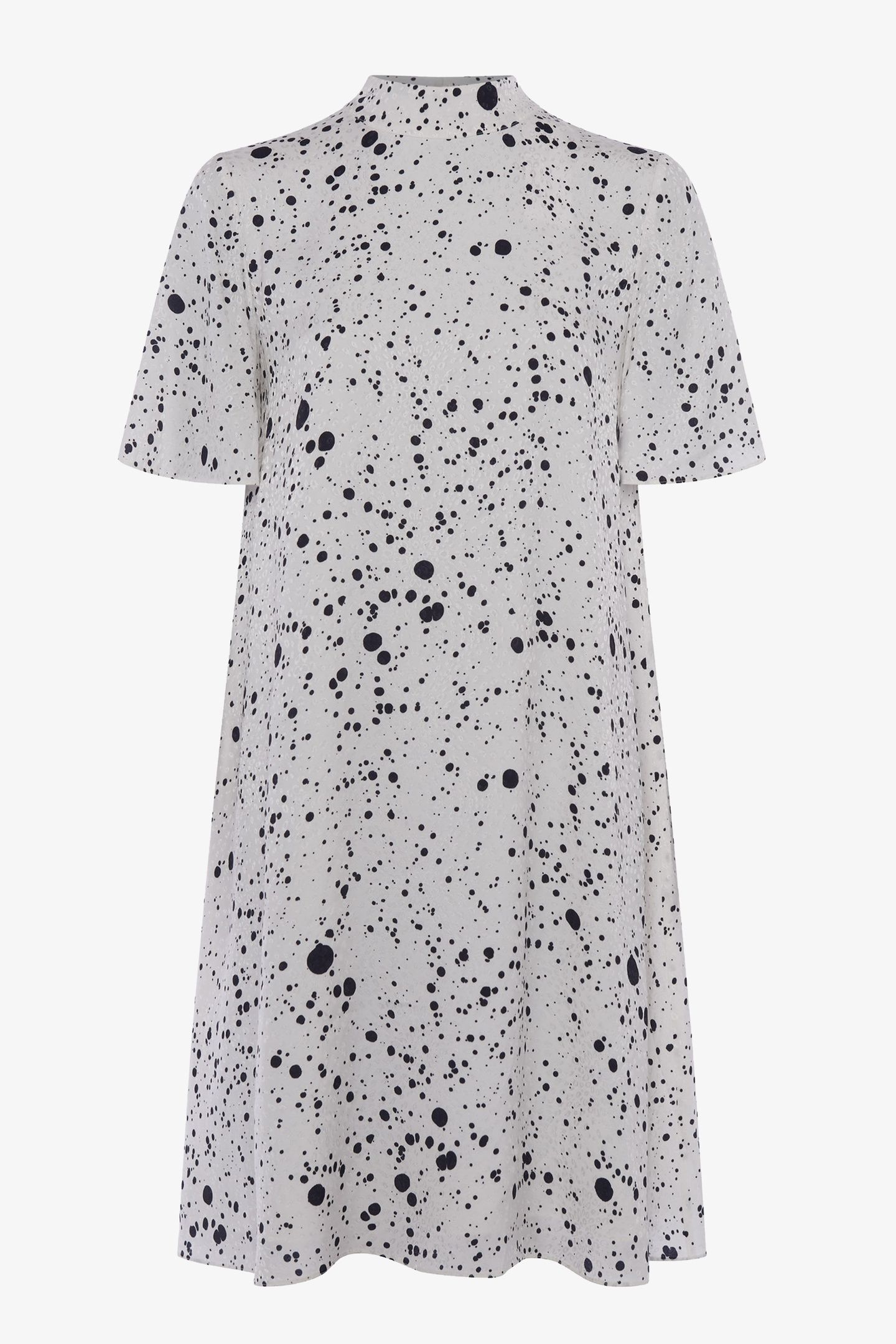 DROPLET DRAPE SSLV SWING DRESS SUMMER WHITE/BLACK 3