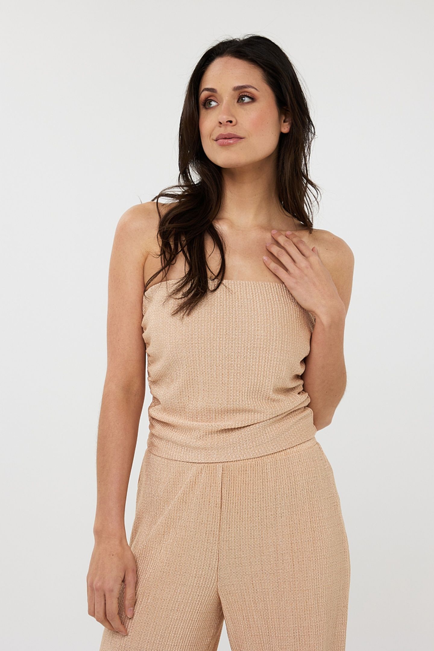 TOP BANDEAU PLISSE GLITTER PRALINE 1