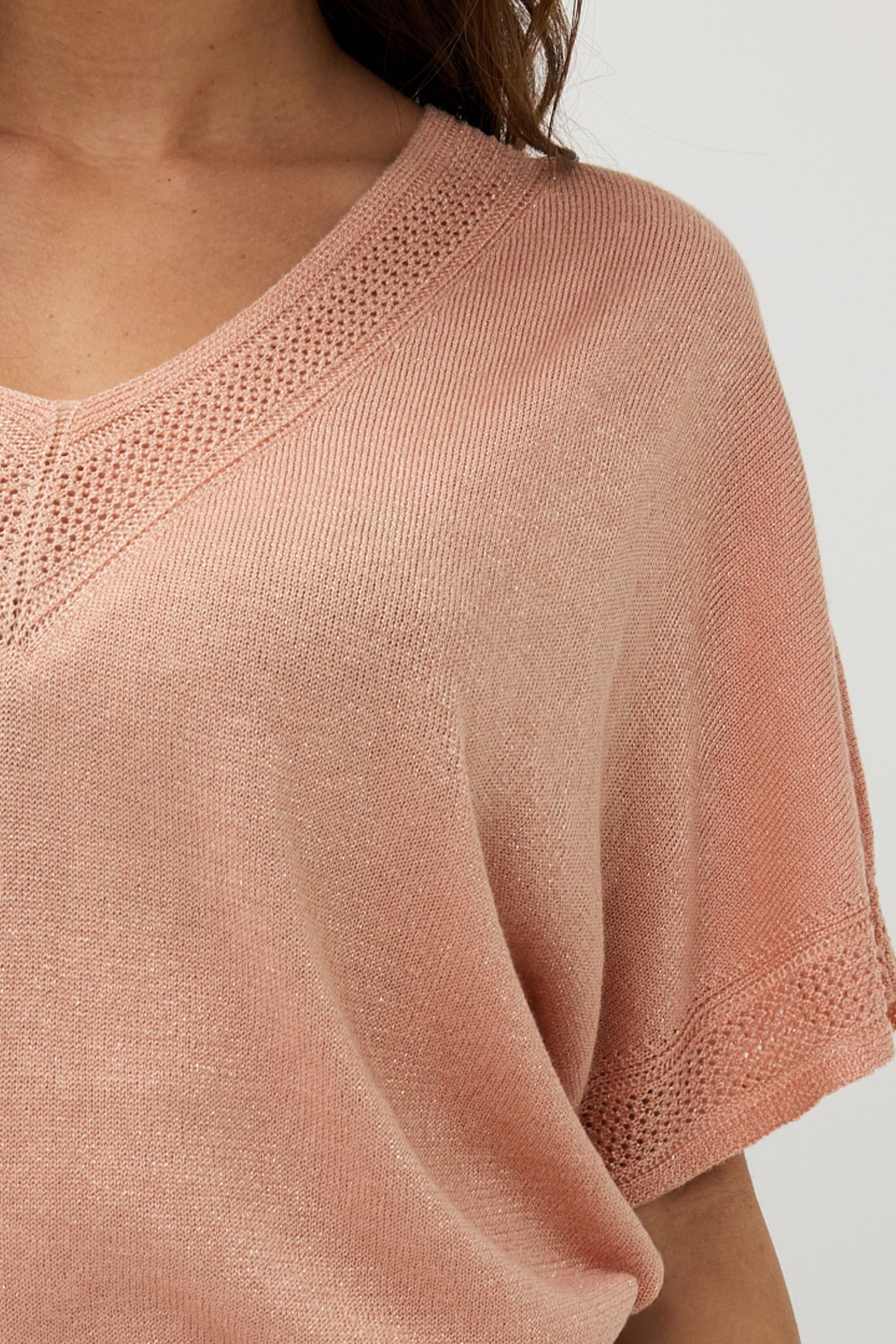 SWEATER BATWING POINTELLE LUREX LIGHT APRICOT 8