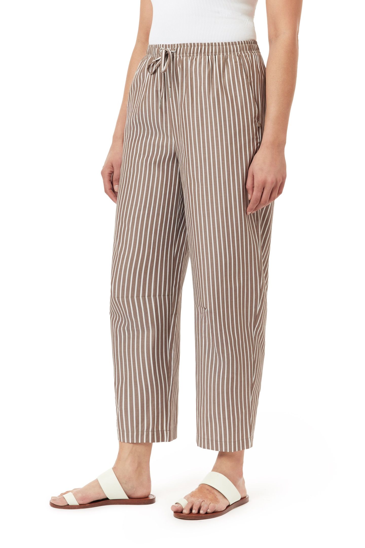 BARREL LEG PANTS BROWN STRIPE 6