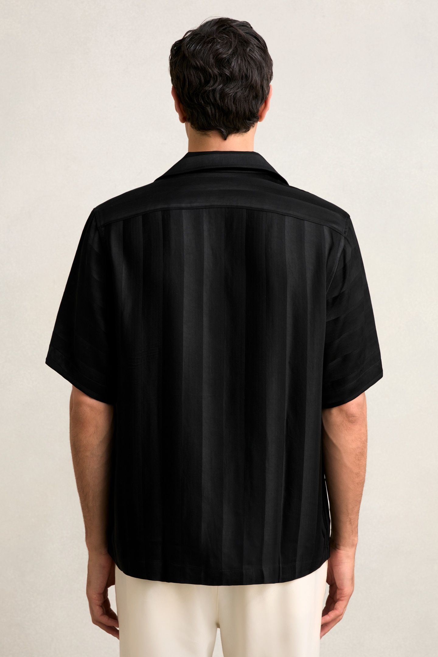 SS STRIPE JACQUARD CUBAN SHIRT BLACK 4