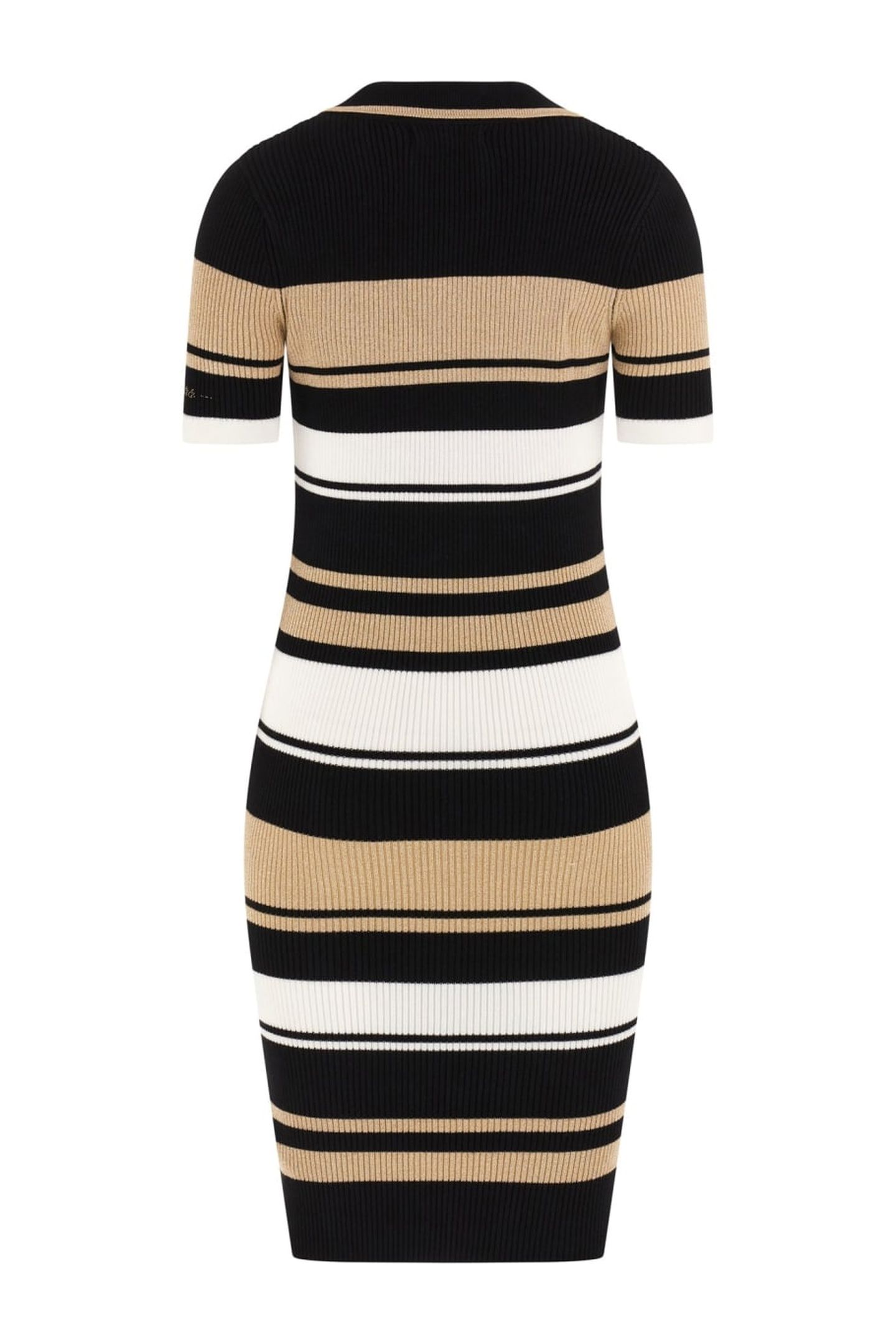 GUESS ECO EVIE STRIPED POLO DR BLACK WHITE GOLD STR 2