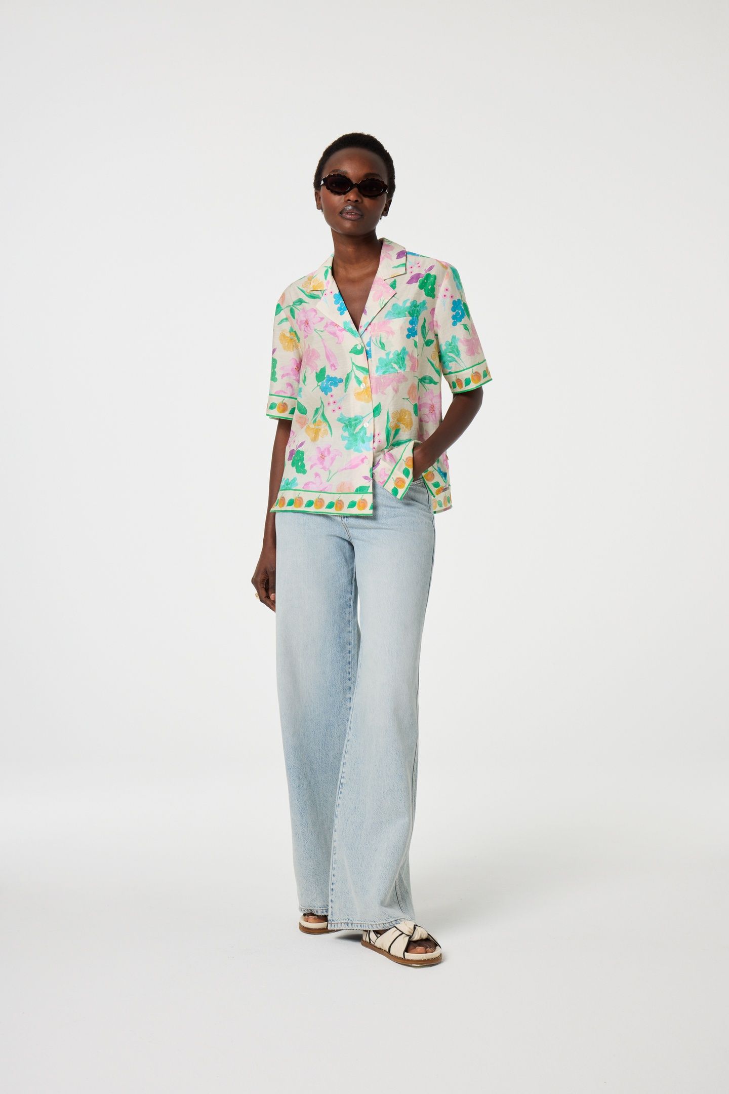 BROCK BLOUSE WARM WHITE/GREEN GLO 1