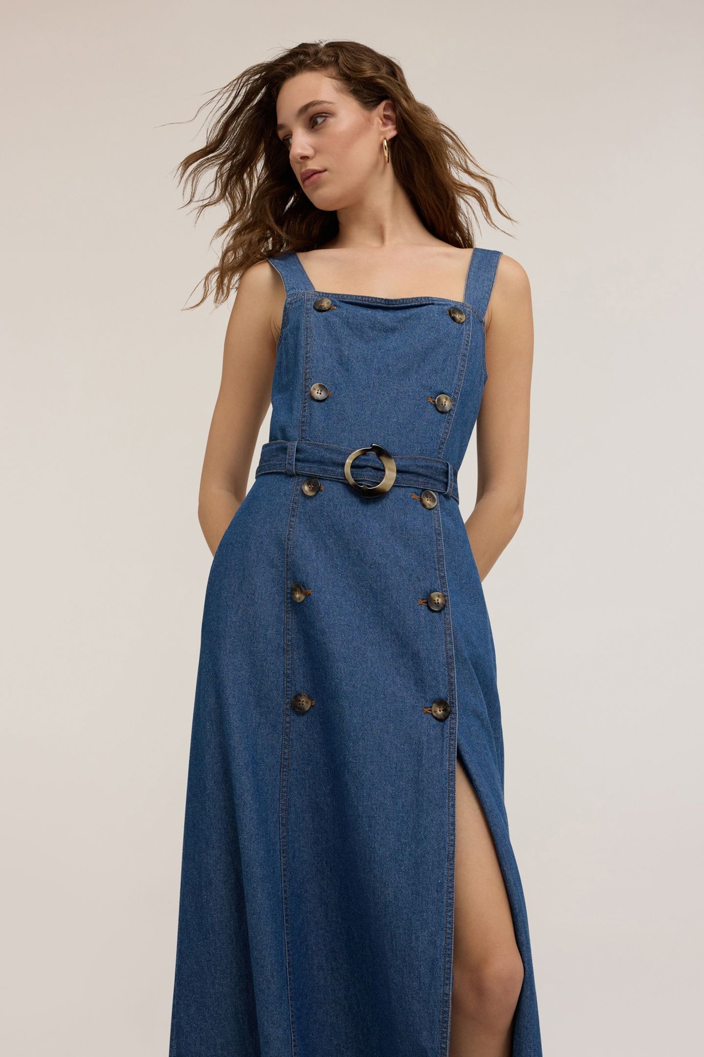 DRESS WITH BUTTONS IN LYOCELL BLEND DENIM BLUE 3