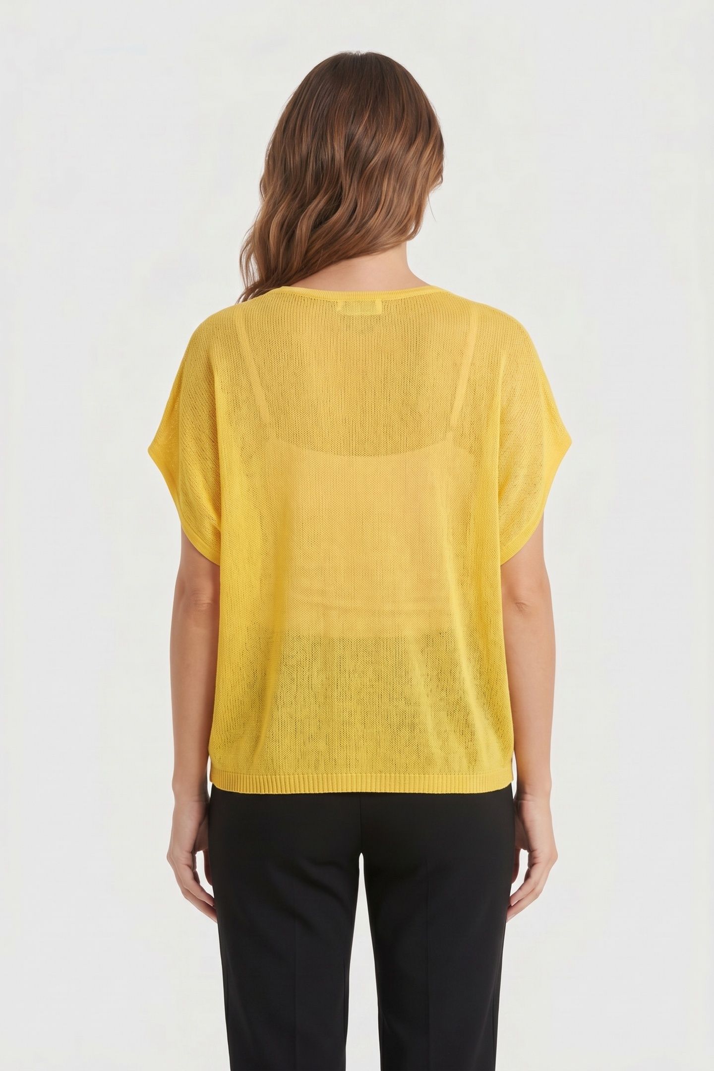 SLEEVELESS TOP REFINED VISCOSE BLEND KNIT YELLOW 2