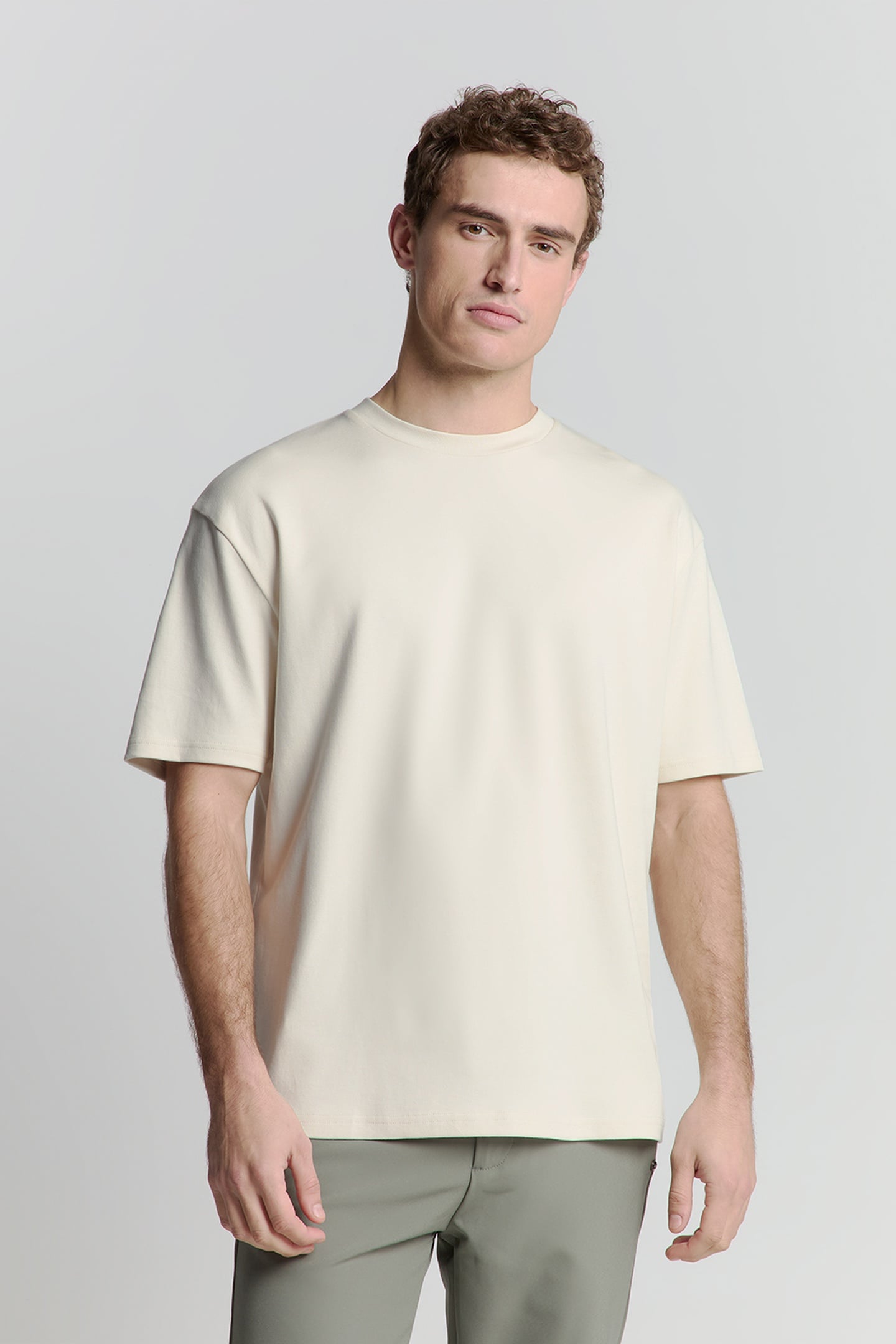 T-SHIRT CREWNECK HEAVY SOLID BACK PRINT OFFWHITE 1