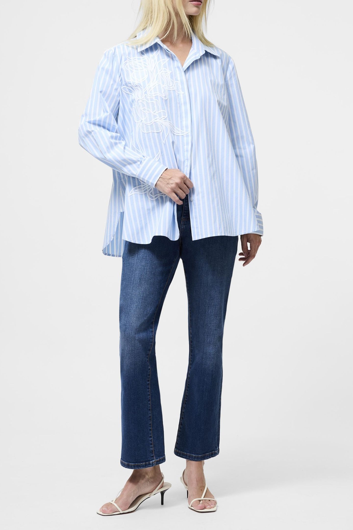 CAMBRIA COTT EMBROIDERED SHIRT ARCTIC BLUE/LINEN WH 2
