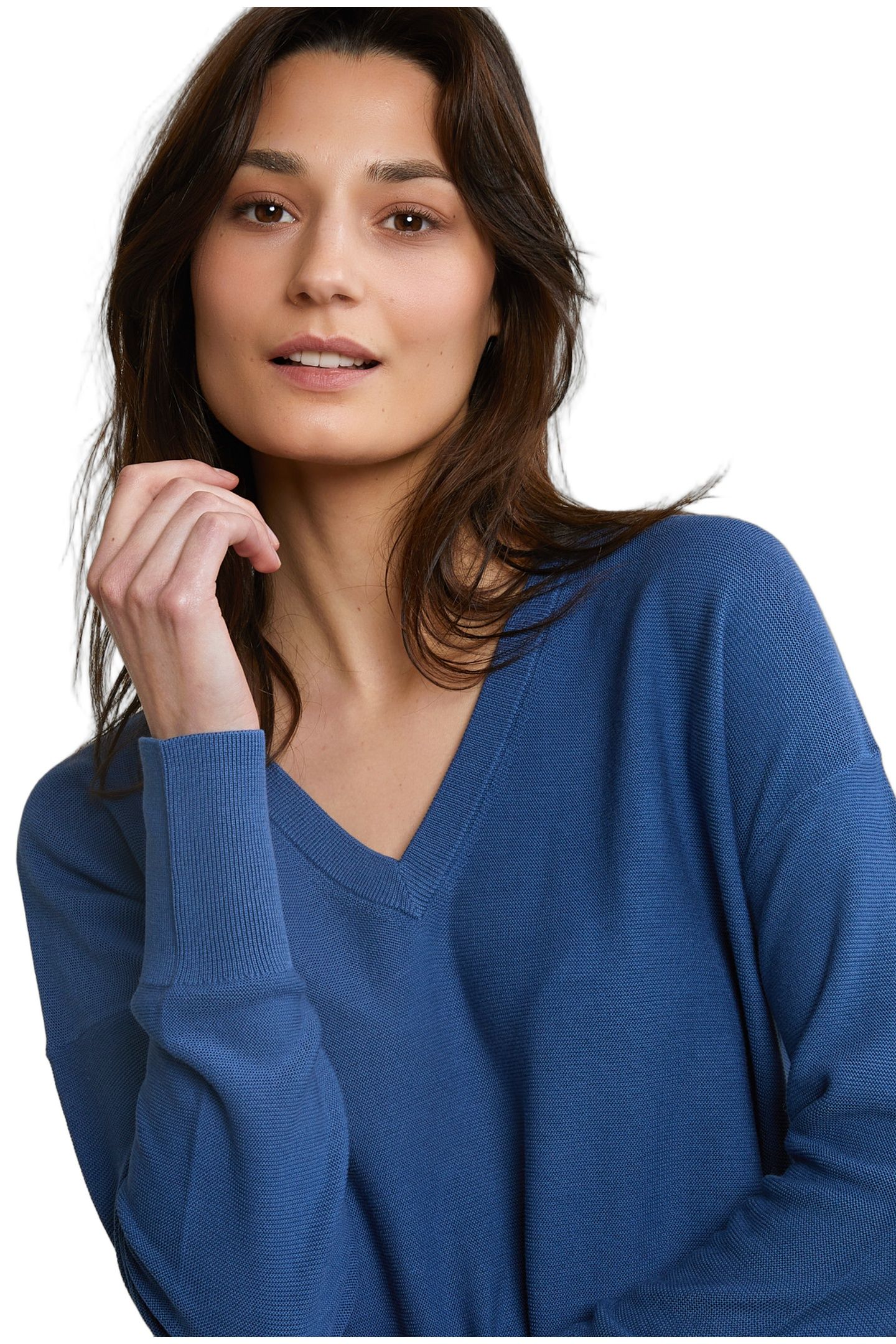 BLUE BASIC V-NECK SWEATER LONG SLEEVES 4