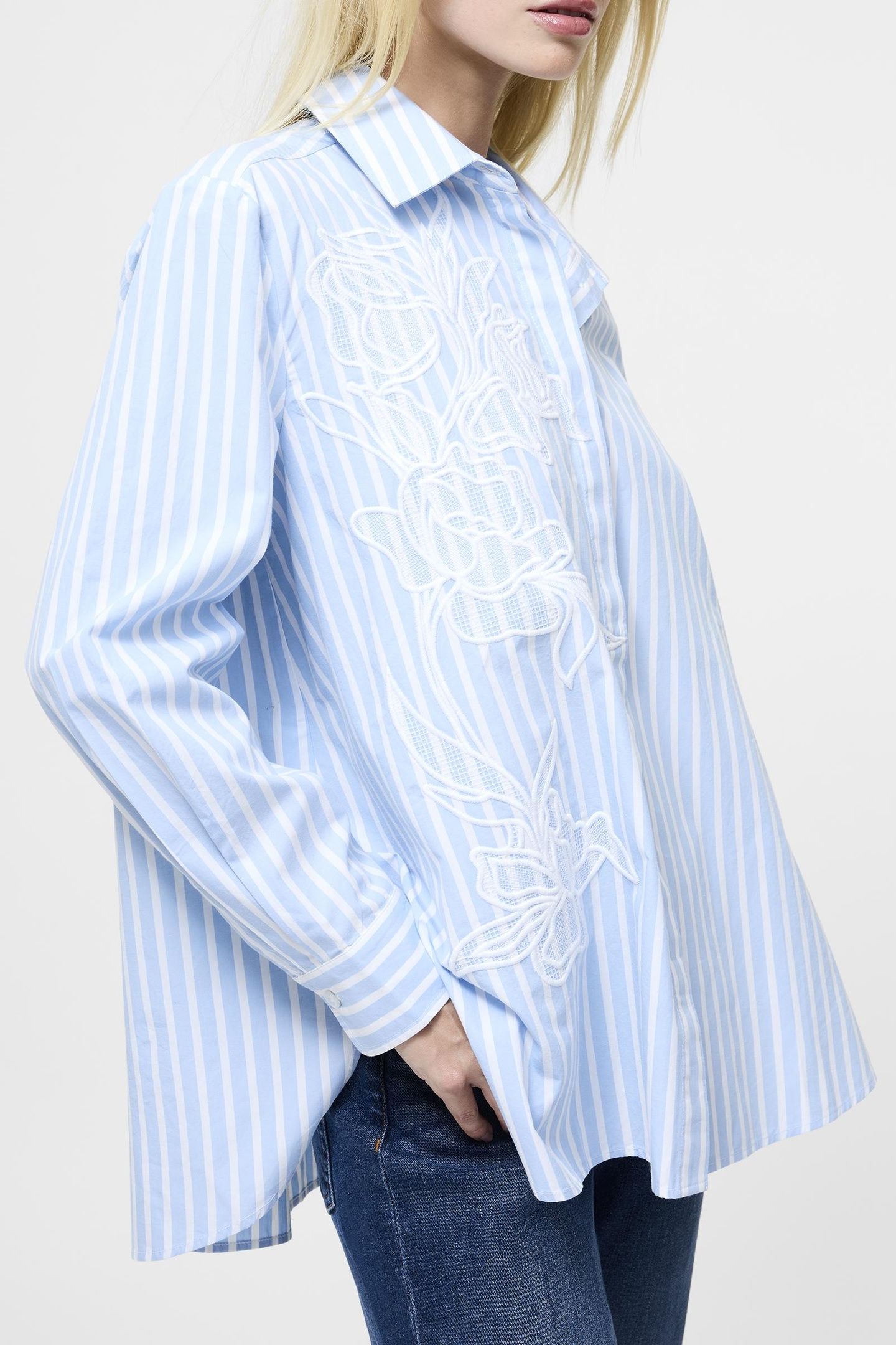 CAMBRIA COTT EMBROIDERED SHIRT ARCTIC BLUE/LINEN WH 4