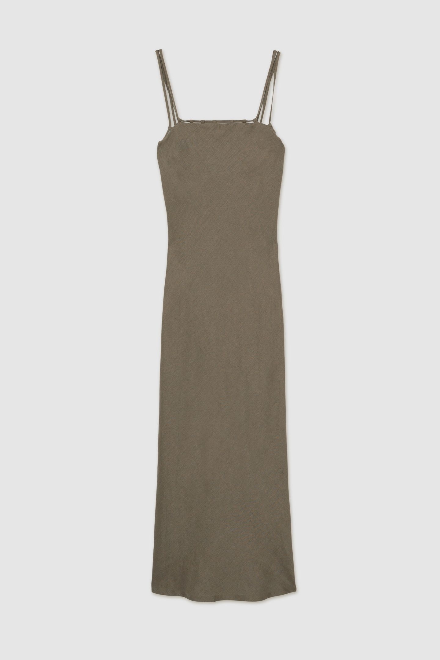 LINEN SLIP DRESS KHAKI 5