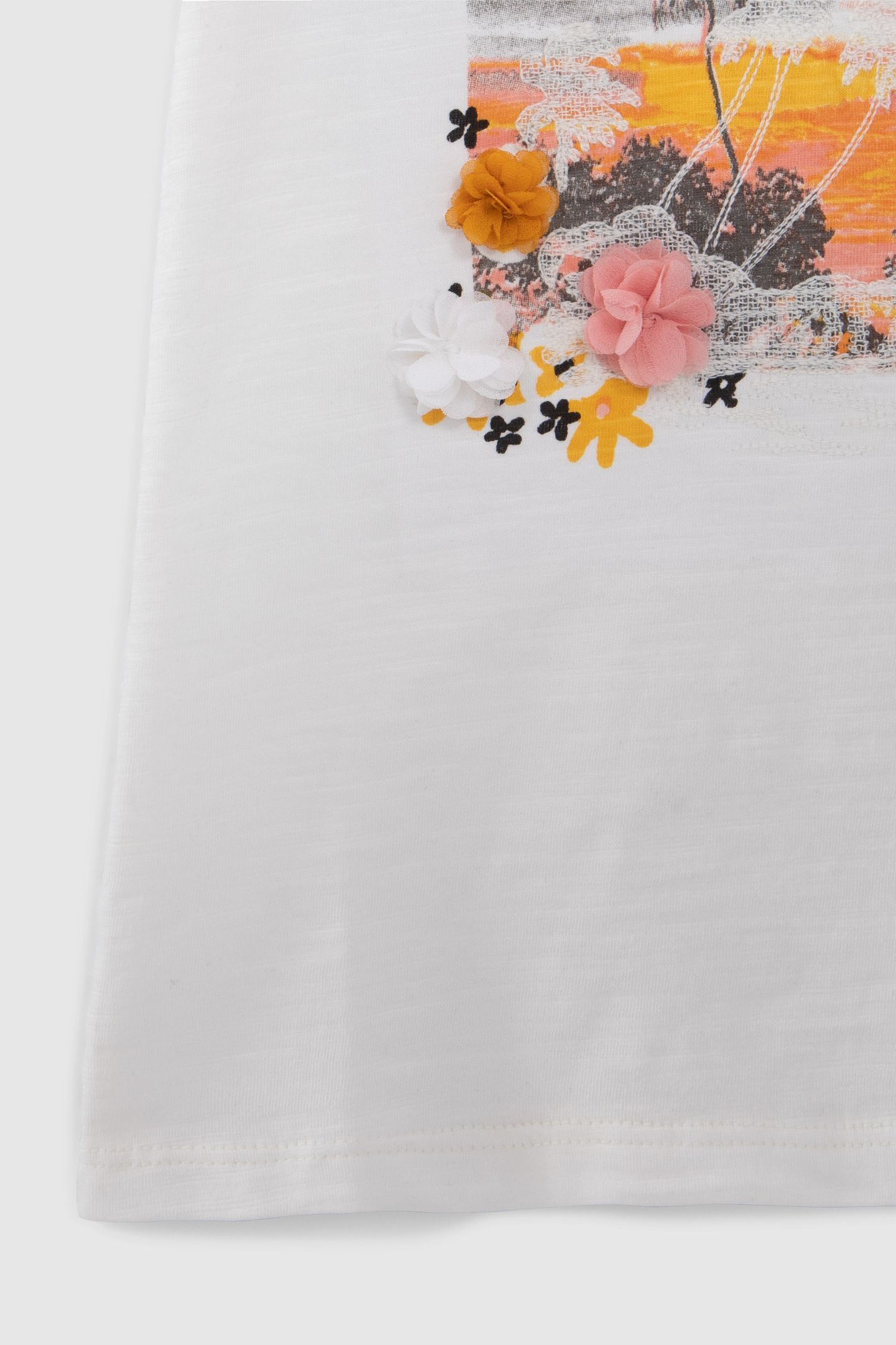 GIRLS' ECRU ORGANIC COTTON SUNSET T-SHIRT 4
