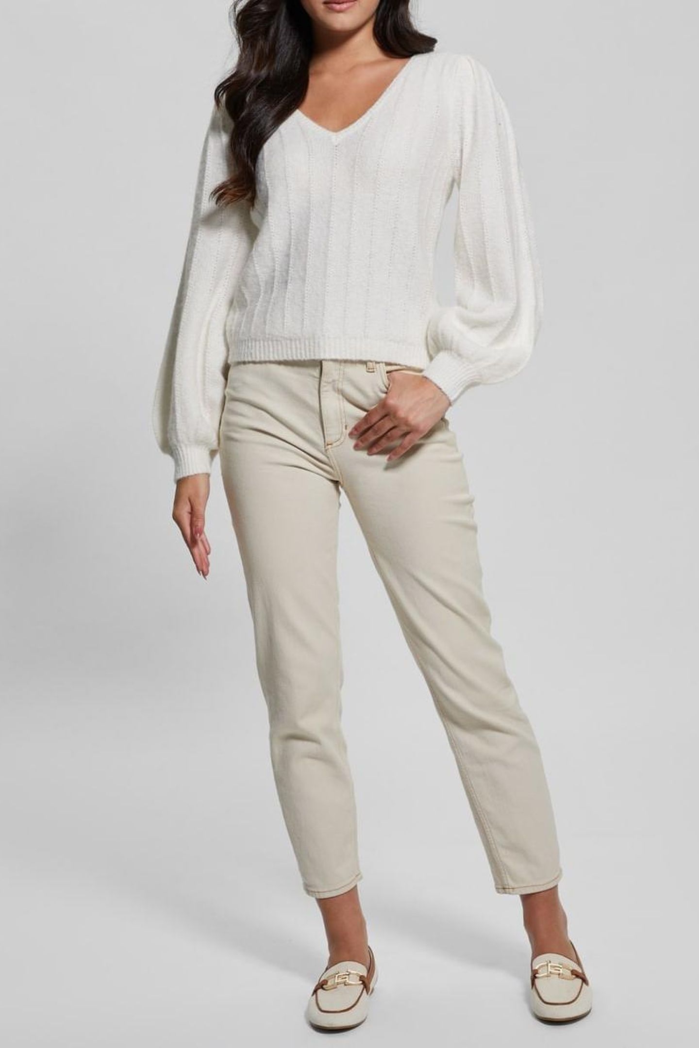GUESS ECO LS VN MADELINE TEXTU DOVE WHITE 2