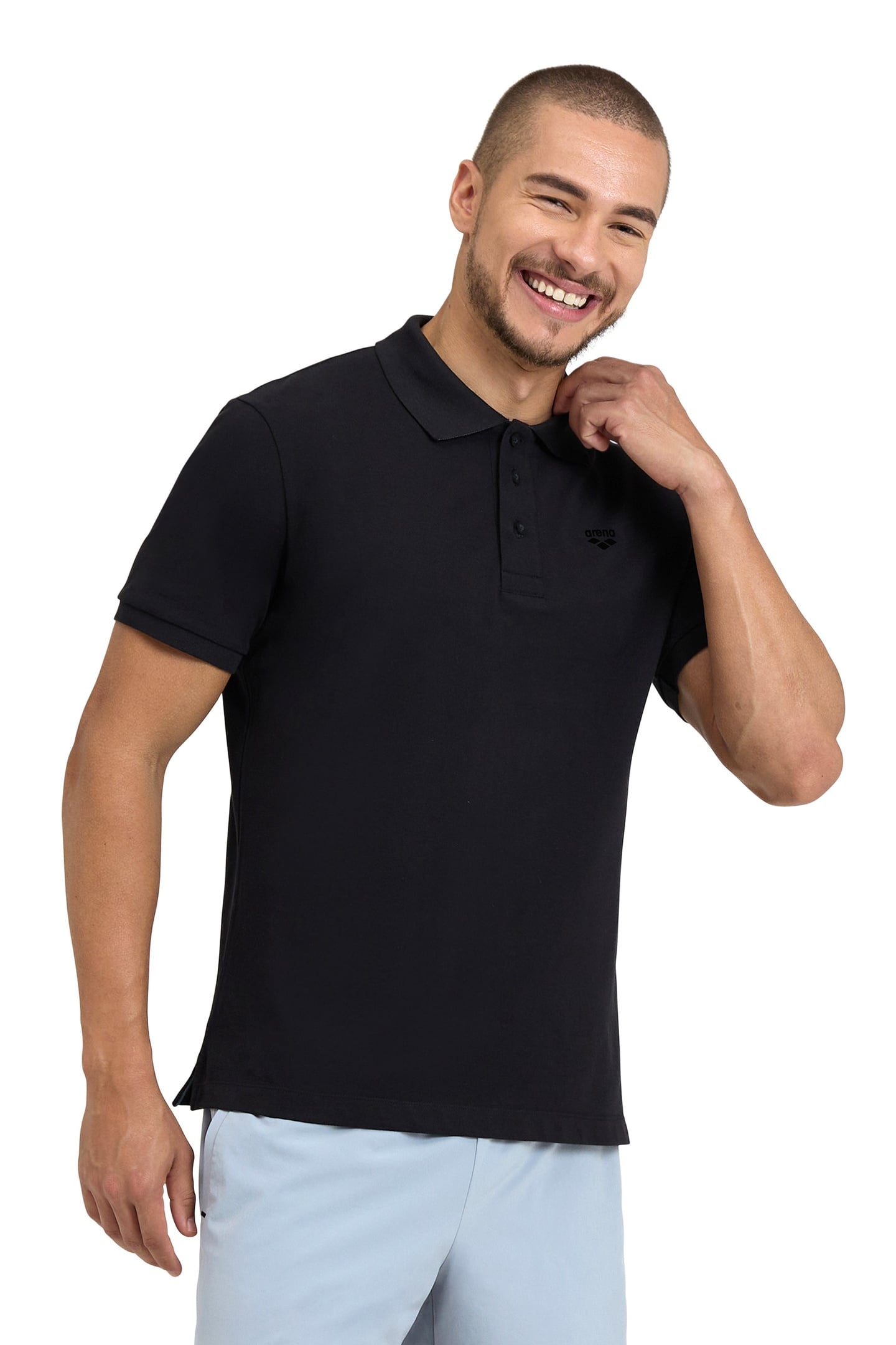 POLOSHIRT SOLID COTTON PIQUET BLACK-ASPHALT 1