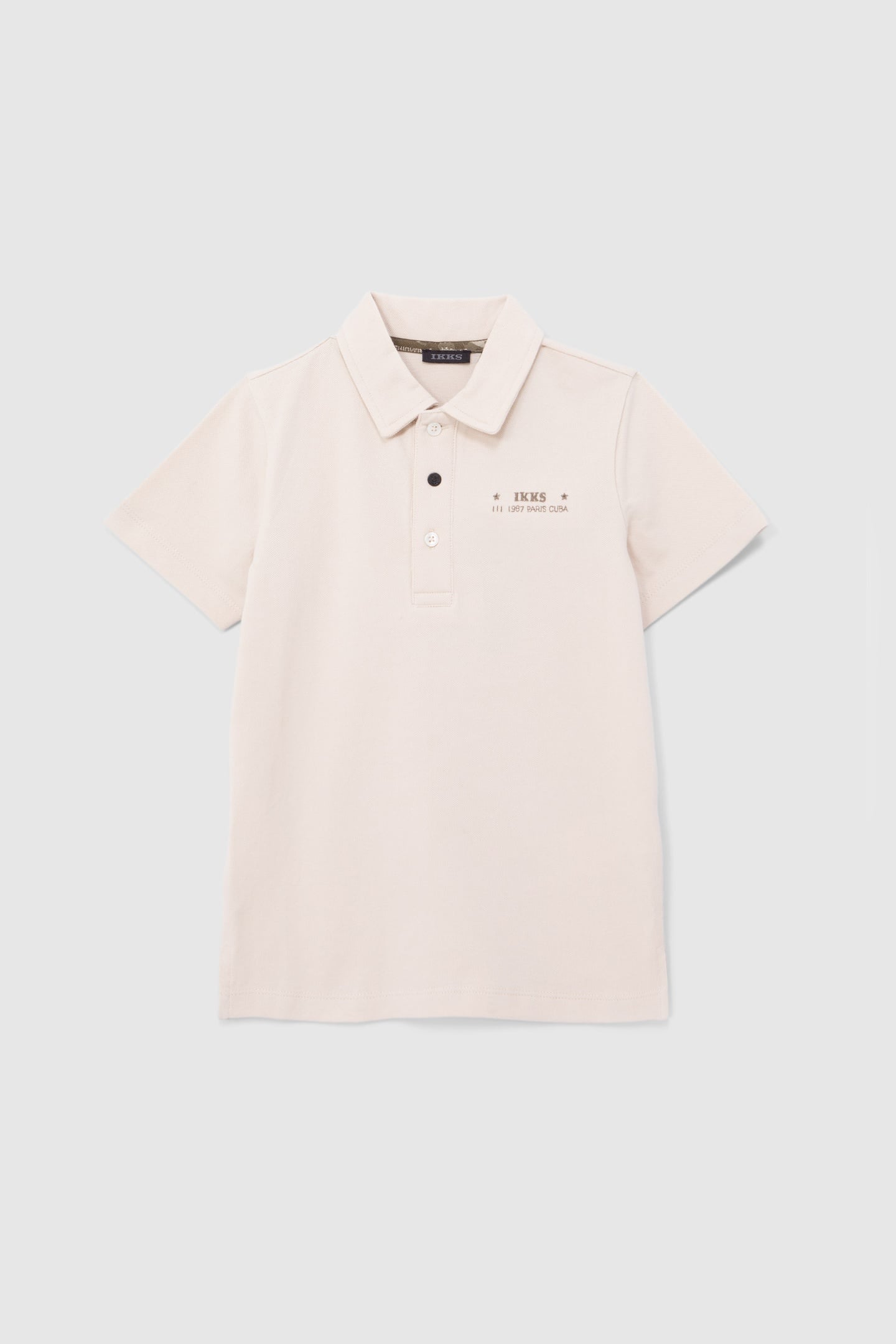 BOYS’ BEIGE ORGANIC COTTON POLO SHIRT, CHEST EMBROIDERY 1